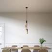 Lampe suspension multiple 3 bras avec câble textile et abat-jour en métal Double Tub-E14