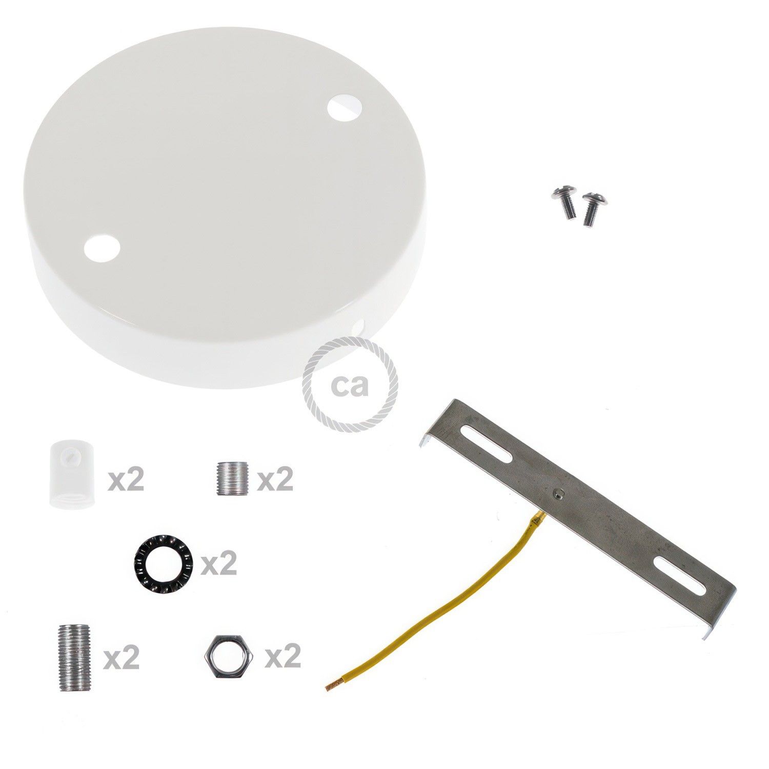 Kit rosone cilindrico in metallo a 2 fori