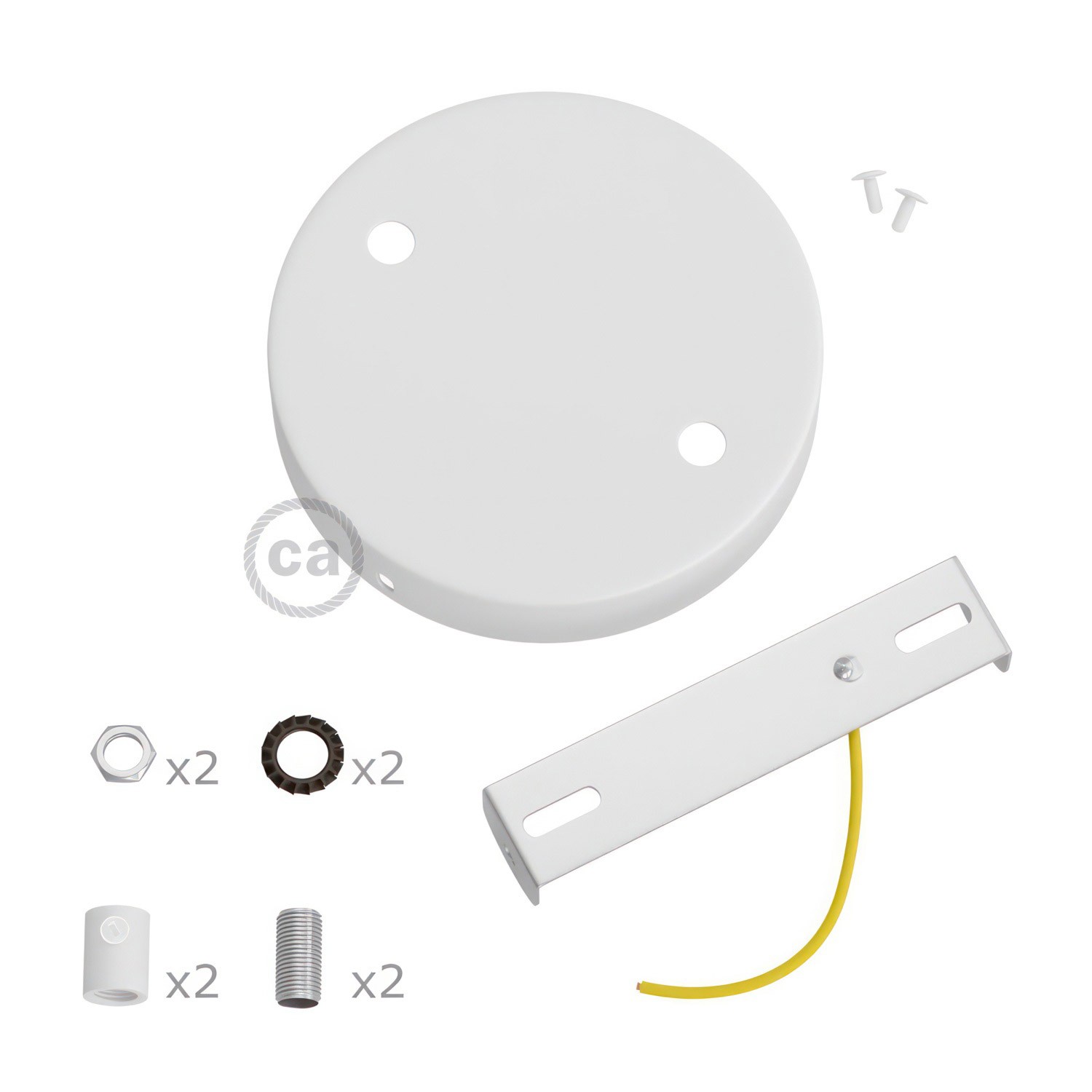 Kit rosace métallique cylindrique à deux trous