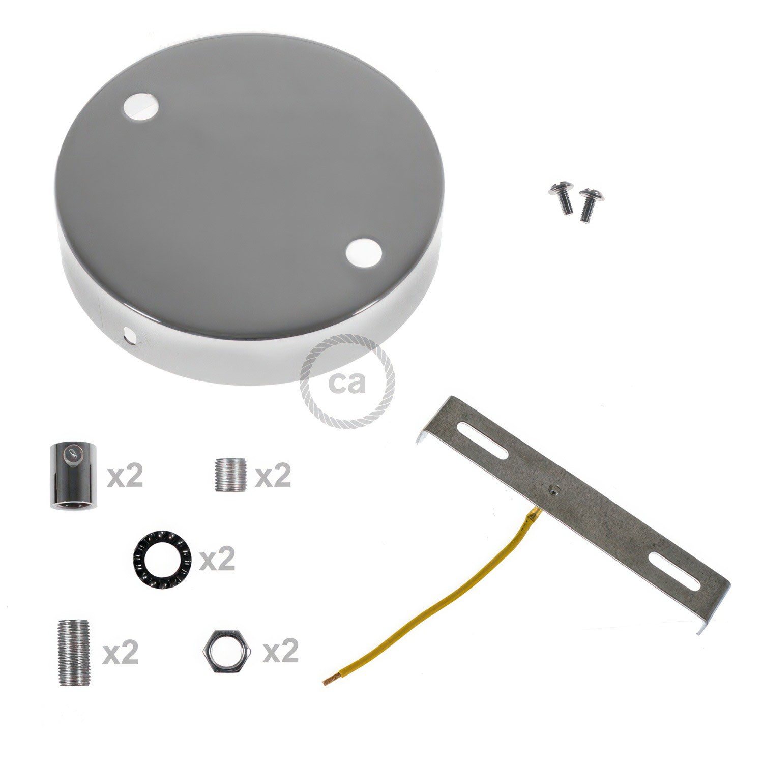 Kit rosace métallique cylindrique à deux trous