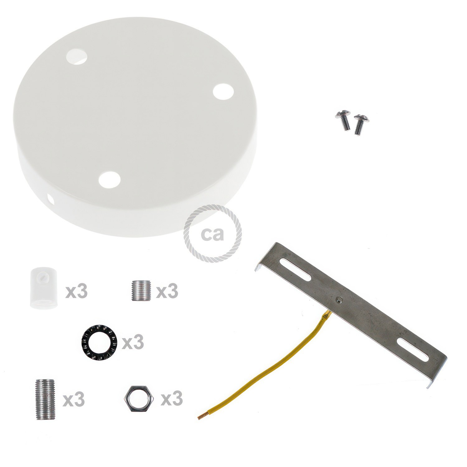 Kit rosone cilindrico in metallo a 3 fori