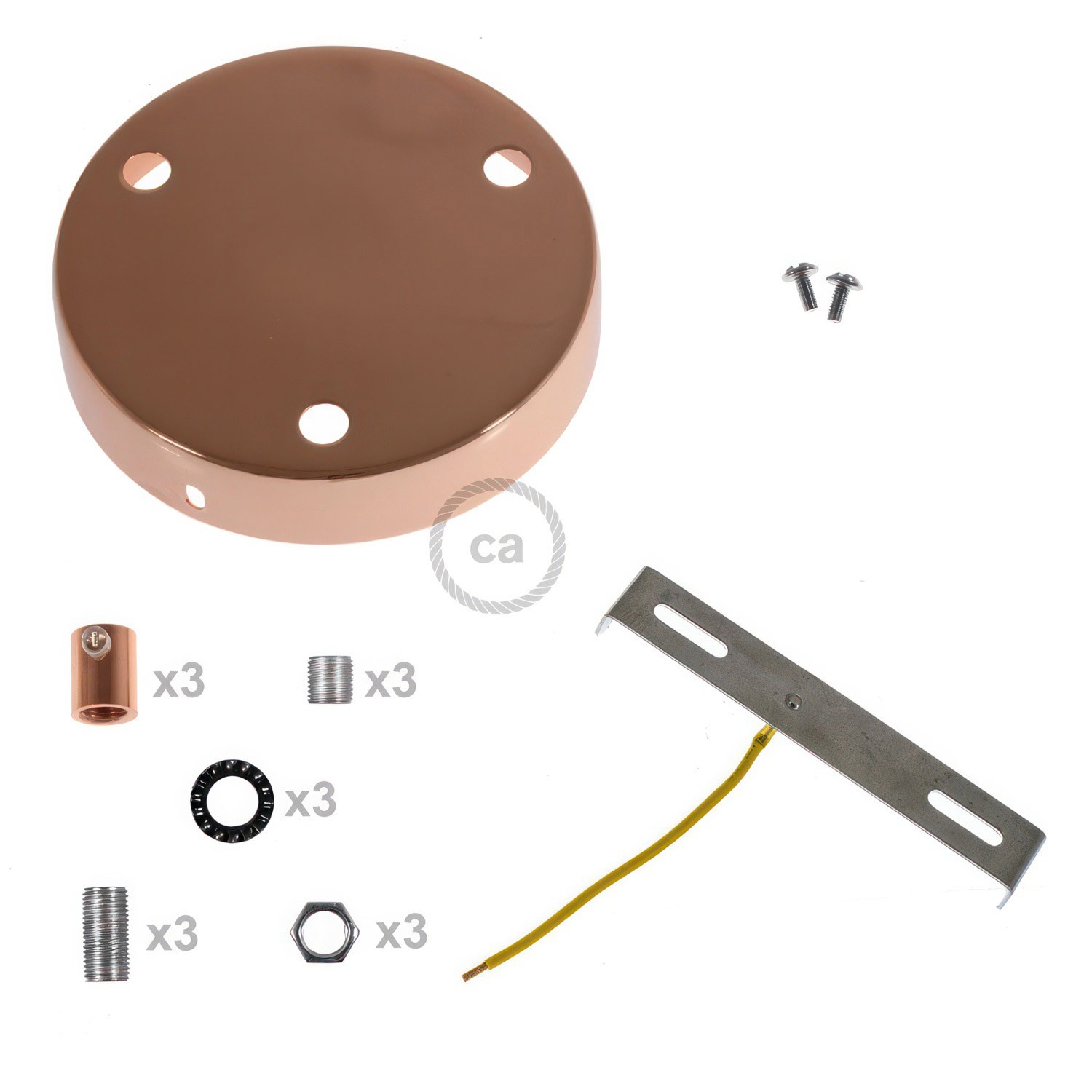 Kit rosace métallique cylindrique à 3 trous