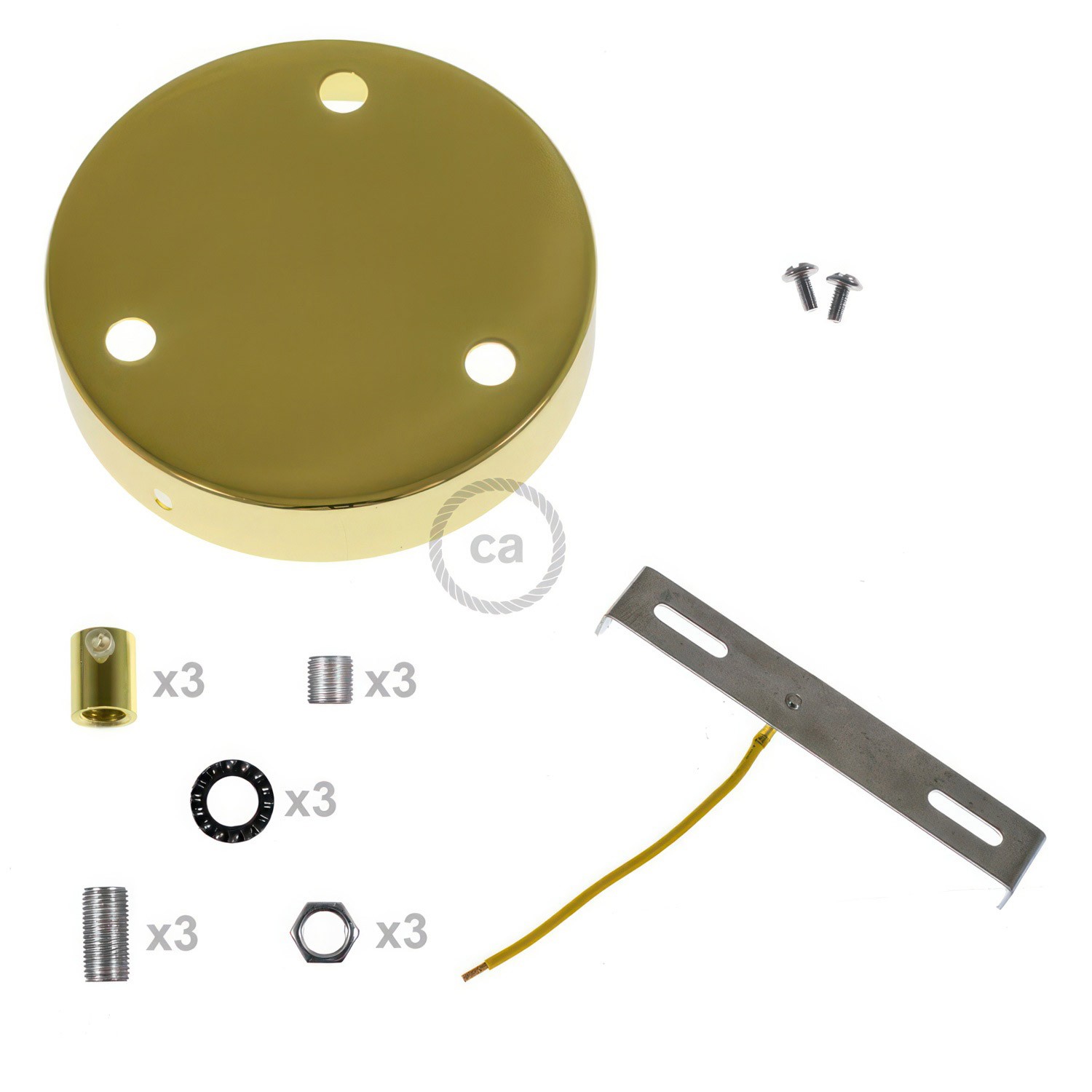 Kit rosace métallique cylindrique à 3 trous