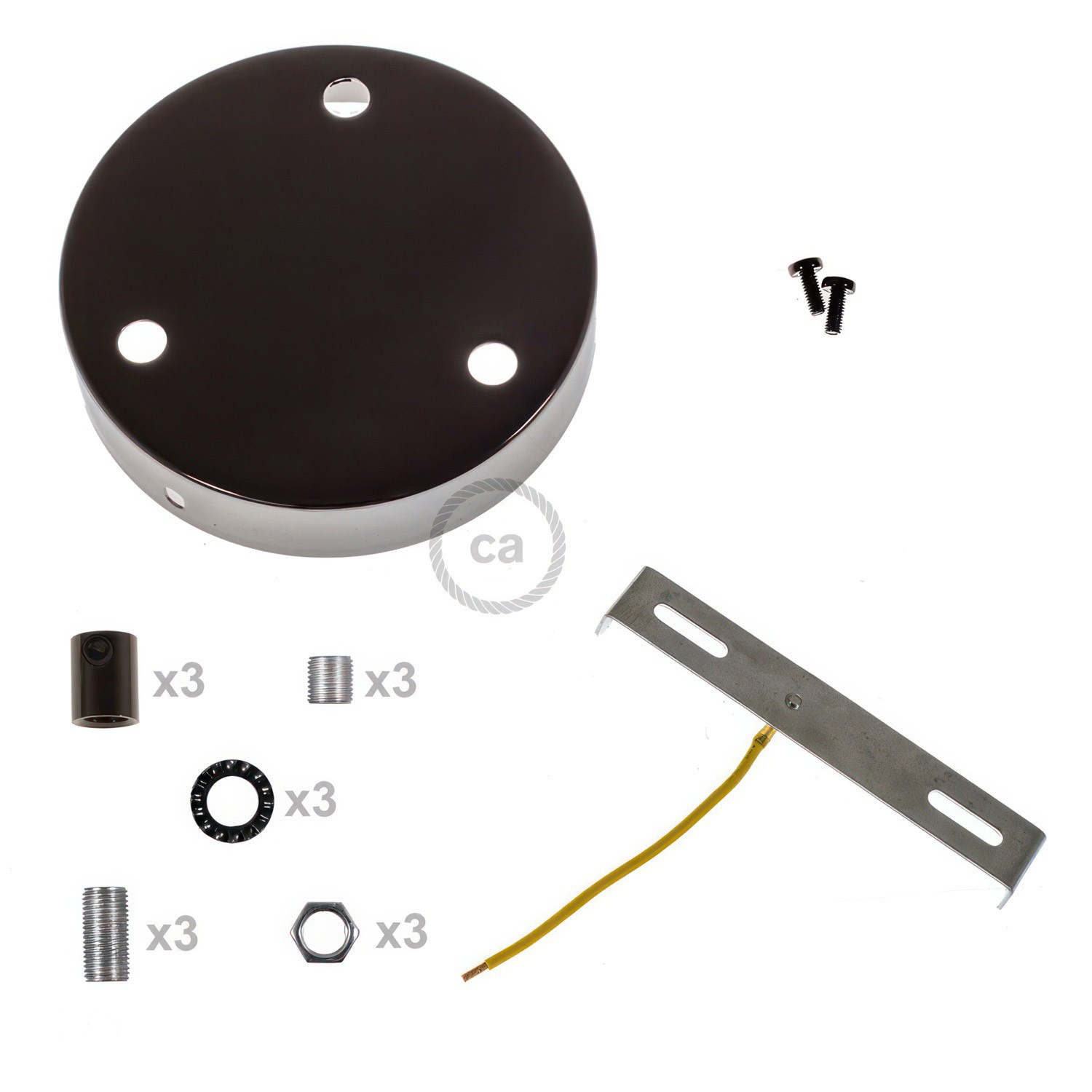 Kit rosace métallique cylindrique à 3 trous