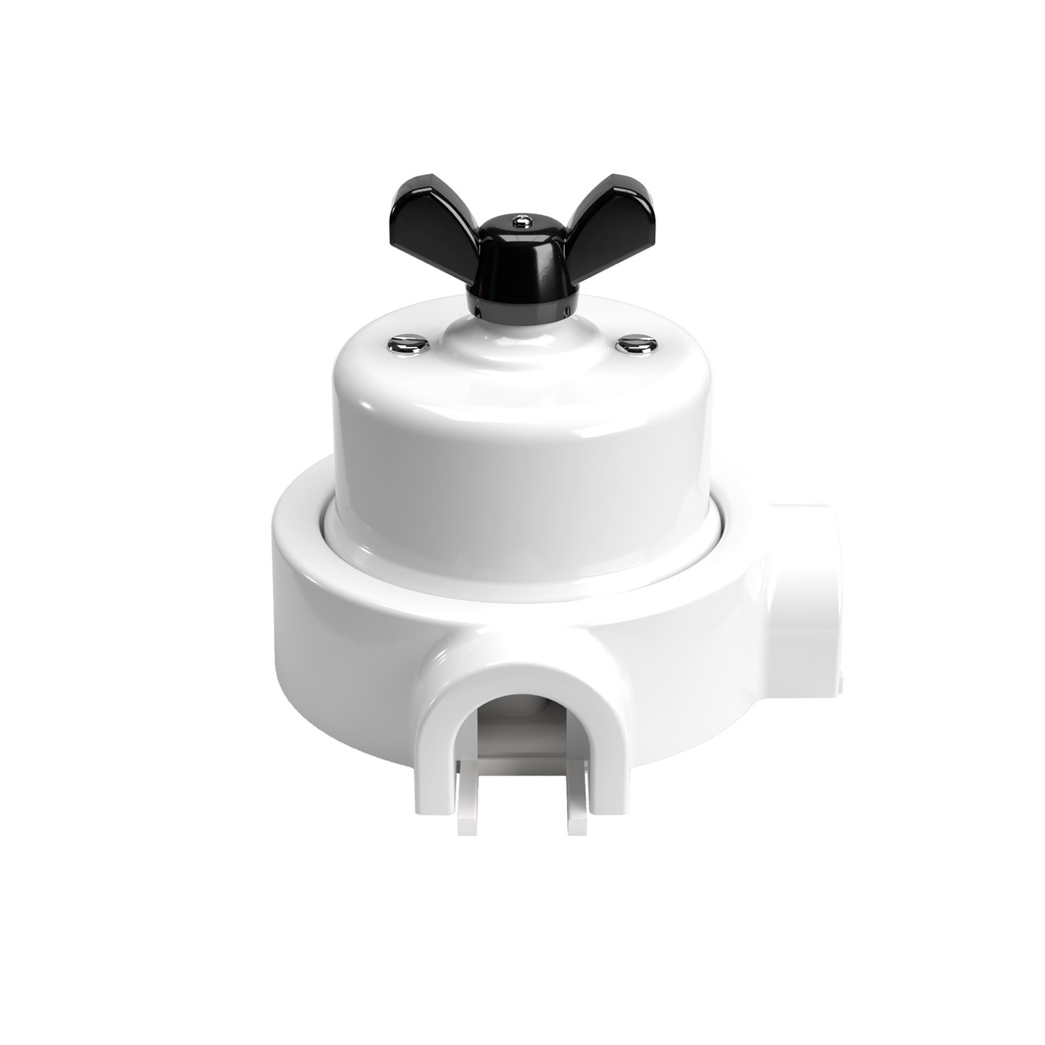 Kit interrupteur/déviateur avec écrou papillon et socle pour Creative-Tubes en porcelaine blanche