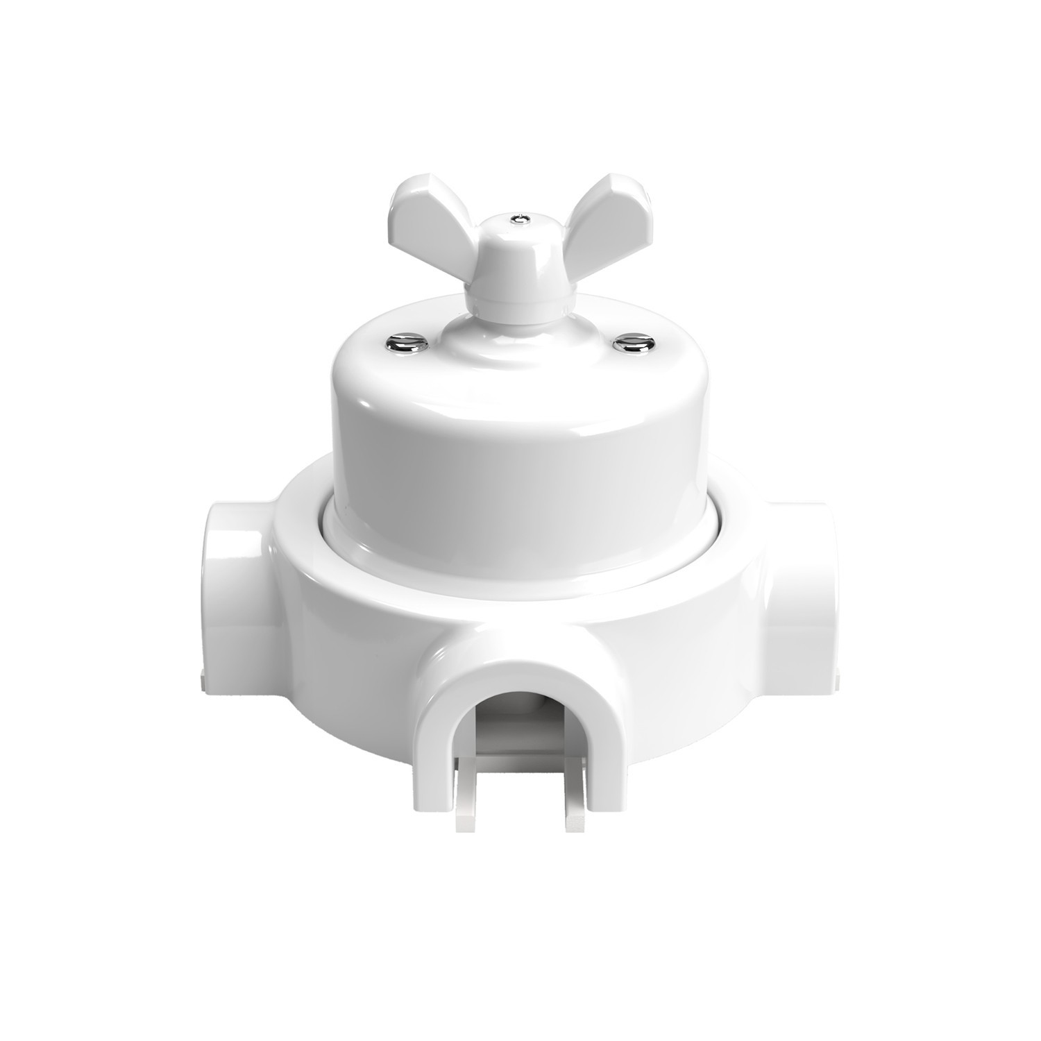 Kit interrupteur/déviateur avec écrou papillon et socle pour Creative-Tubes en porcelaine blanche