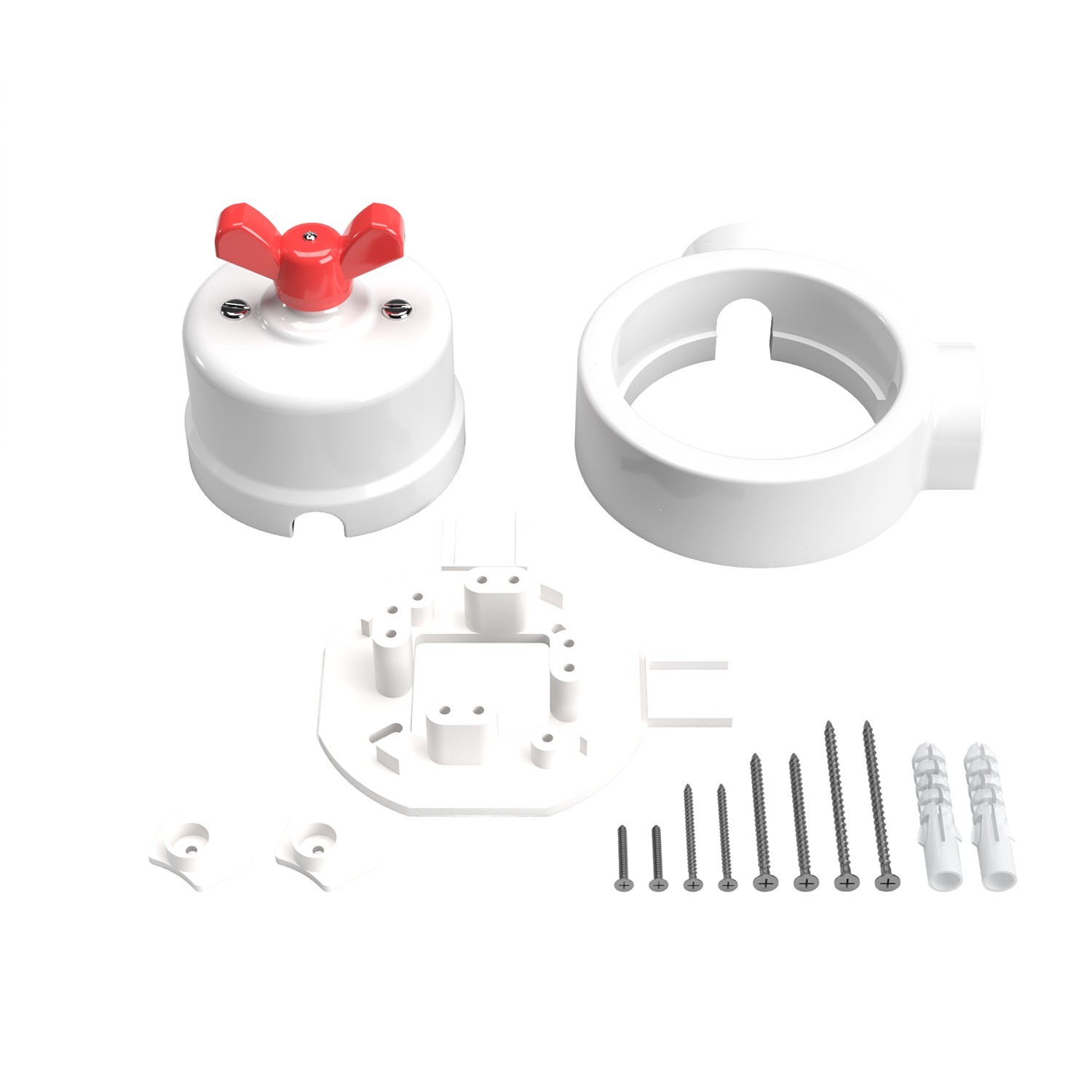 Kit interrupteur/déviateur avec écrou papillon et socle pour Creative-Tubes en porcelaine blanche