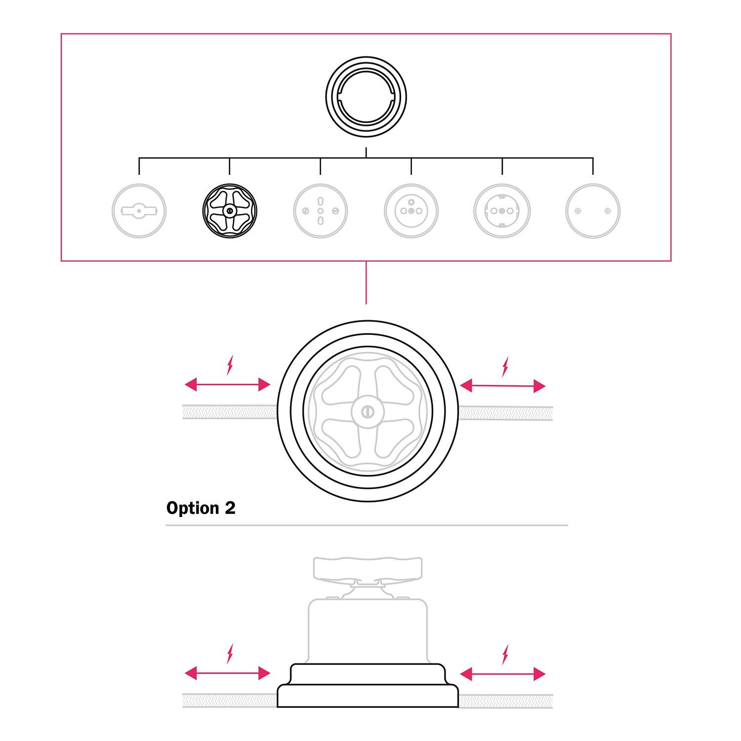 Kit interrupteur/déviateur avec bouton et base en porcelaine blanche