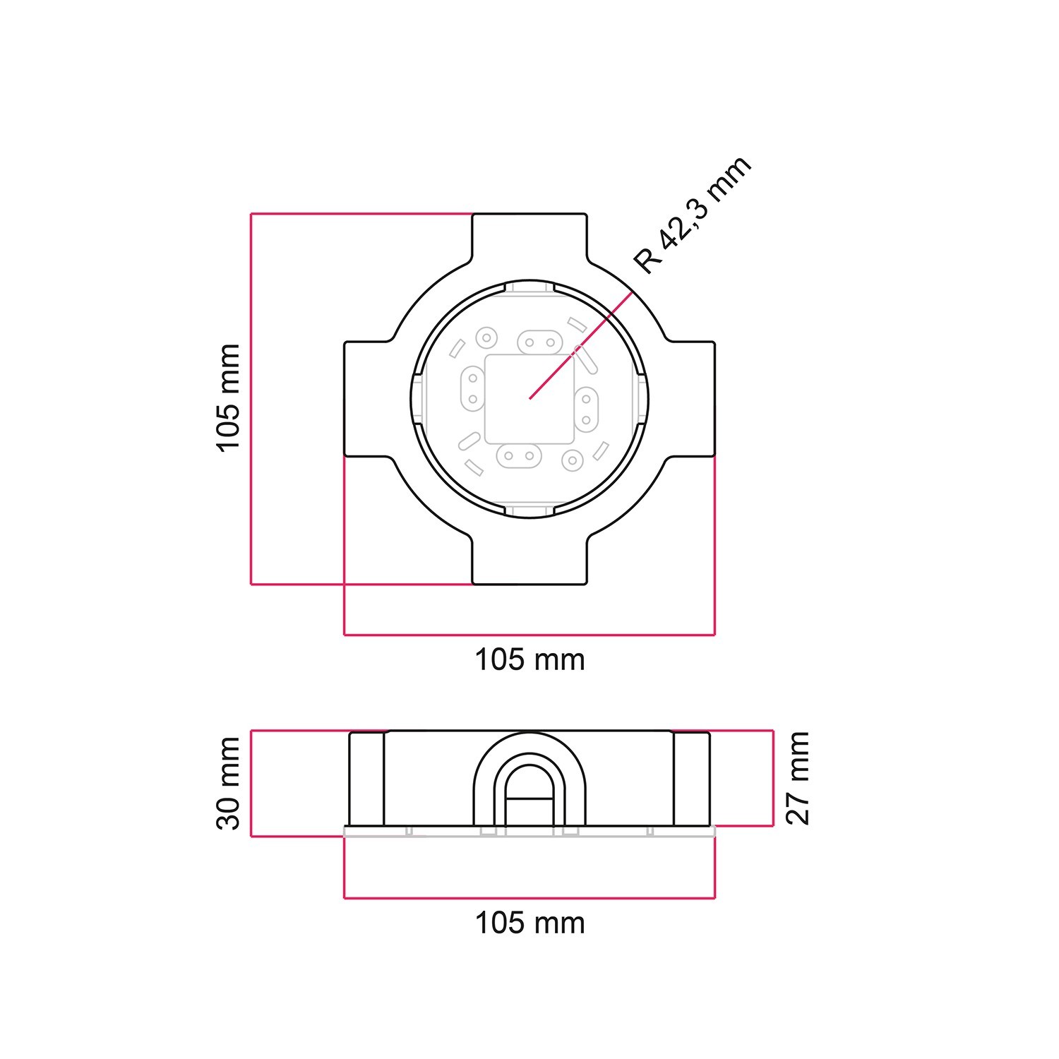 Base in porcellana per presa elettrica e interruttore/deviatore compatibile con Creative-Tubes - da 1 a 4 uscite