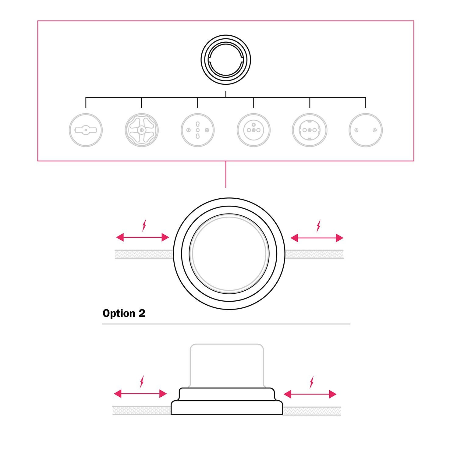 Base en porcelaine pour prise électrique et interrupteur/variateur