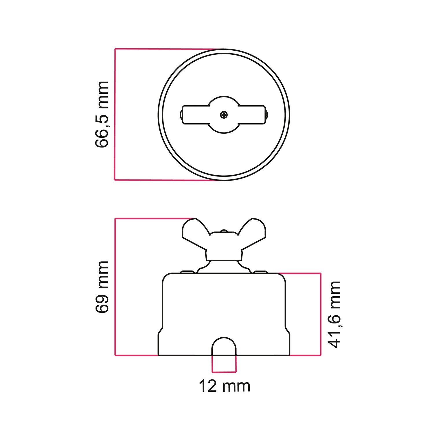 Interrupteur/Déviateur en porcelaine blanche avec écrou papillon