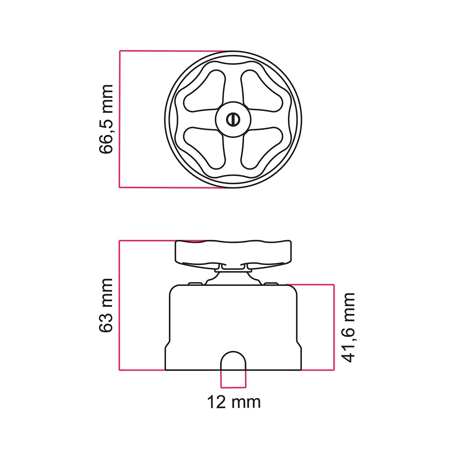 Interrupteur/Déviateur en porcelaine noire avec valve