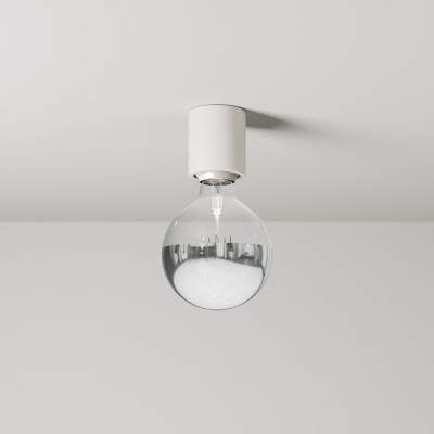 Applique con lampadina a vista mezza sfera argento - Waterproof IP44