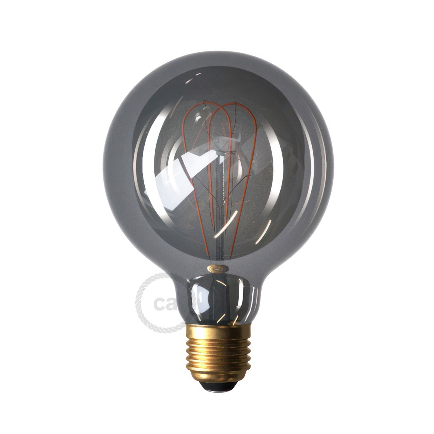 Lampadina LED Smoky Globo G95 filamento Curvo a Doppio Loop 5W 120Lm E27 1800K Dimmerabile