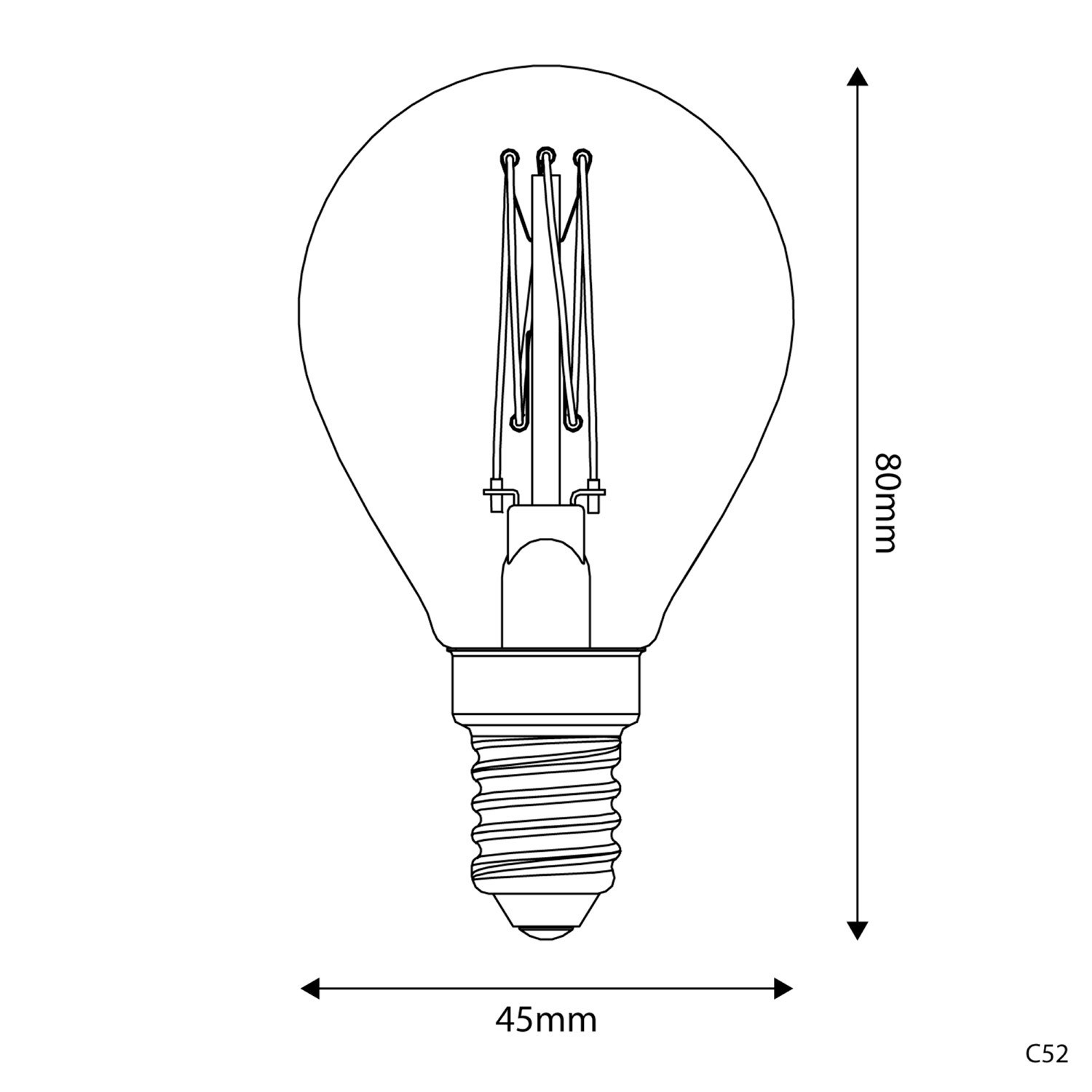 Lampadina LED Dorata Carbon Line filamento verticale Mini globo G45 3,4W 300Lm E14 2700K Dimmerabile - C52