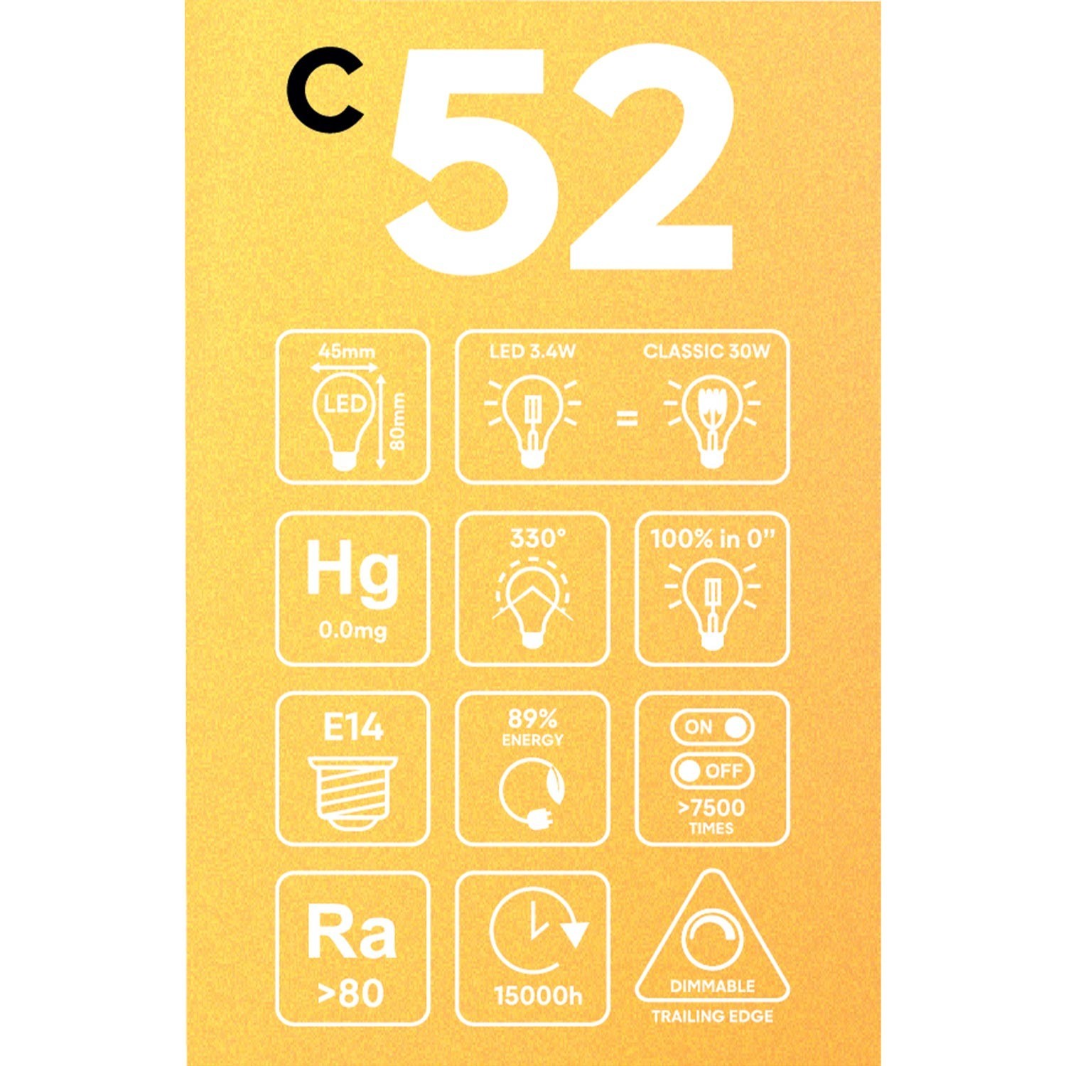 Lampadina LED Dorata Carbon Line filamento verticale Mini globo G45 3,4W 300Lm E14 2700K Dimmerabile - C52