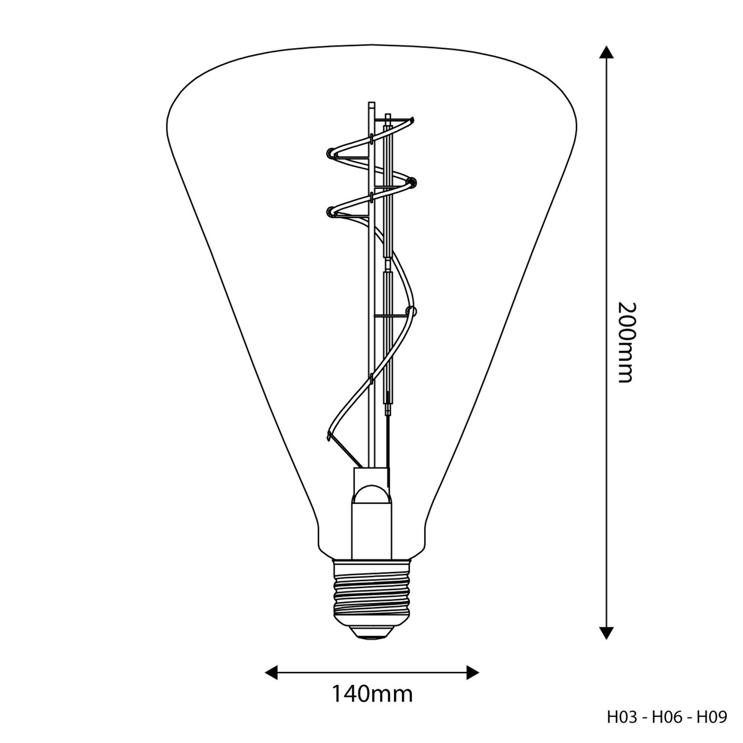 Lampadina LED Trasparente Cone 140 11W 1210Lm E27 2700K Dimmerabile - H03