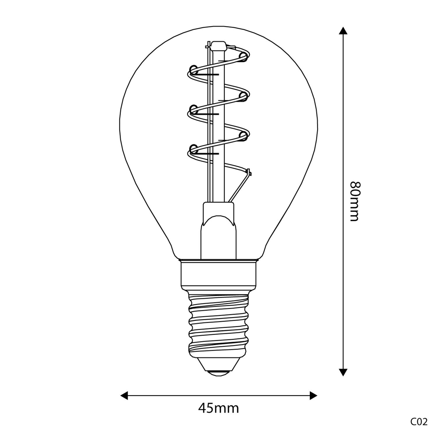 Lampadina LED Dorata Carbon Line filamento a spirale Mini Globo G45 2,2W 136Lm E14 1800K Dimmerabile - C02