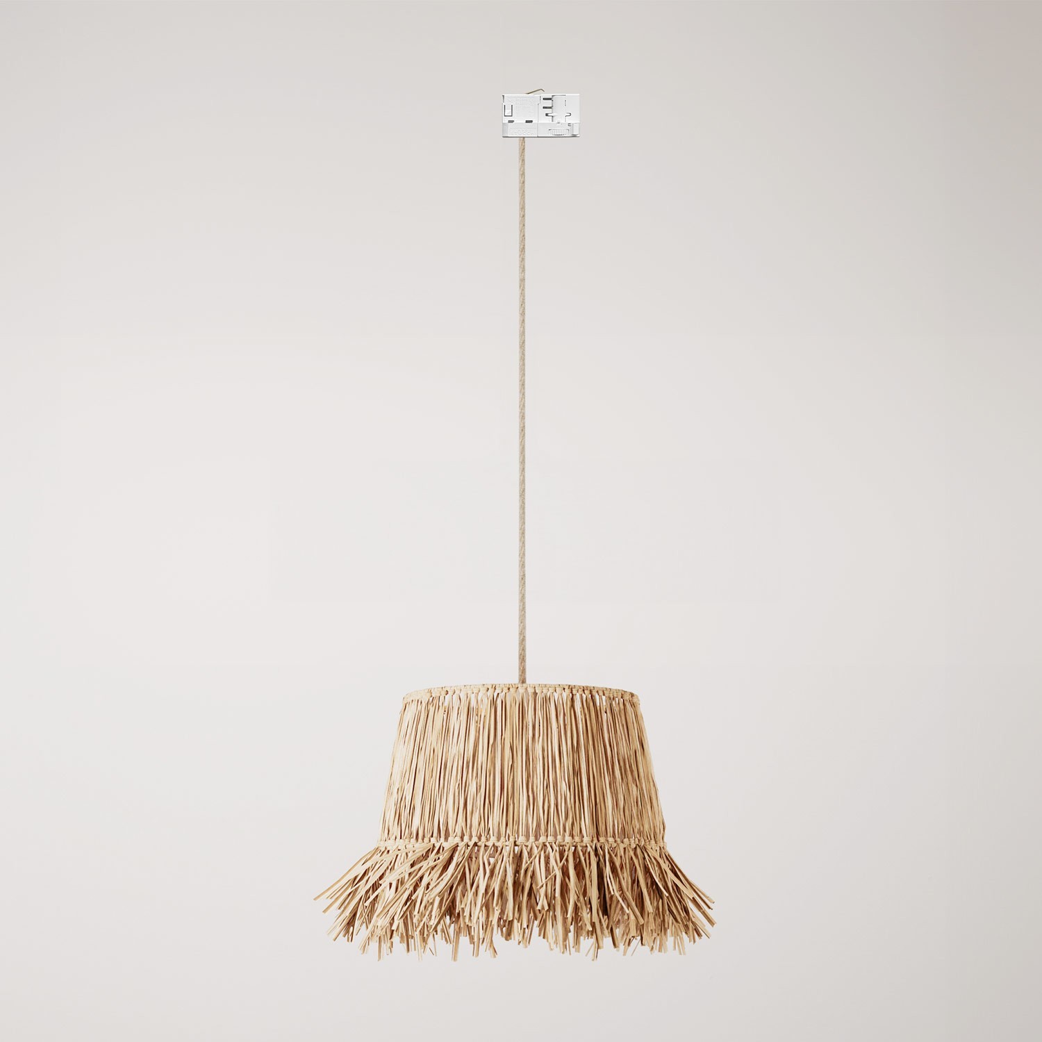 Hängelampe mit Honolulu-Raffia-Schirm für Schienen