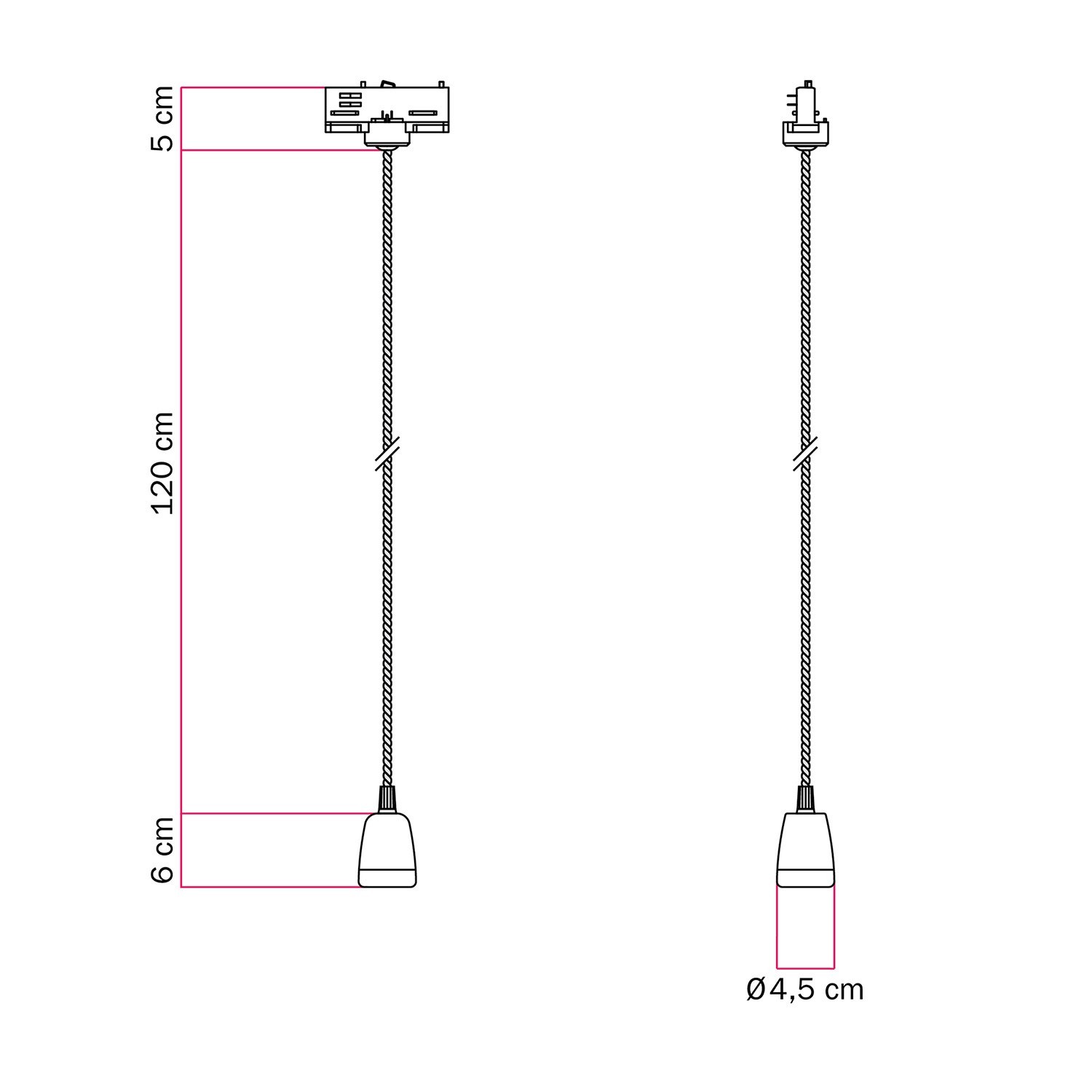 Suspension pour rail classique avec finition en porcelaine