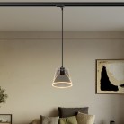 Sospensione per binari con lampadina Ghost a cono smoky