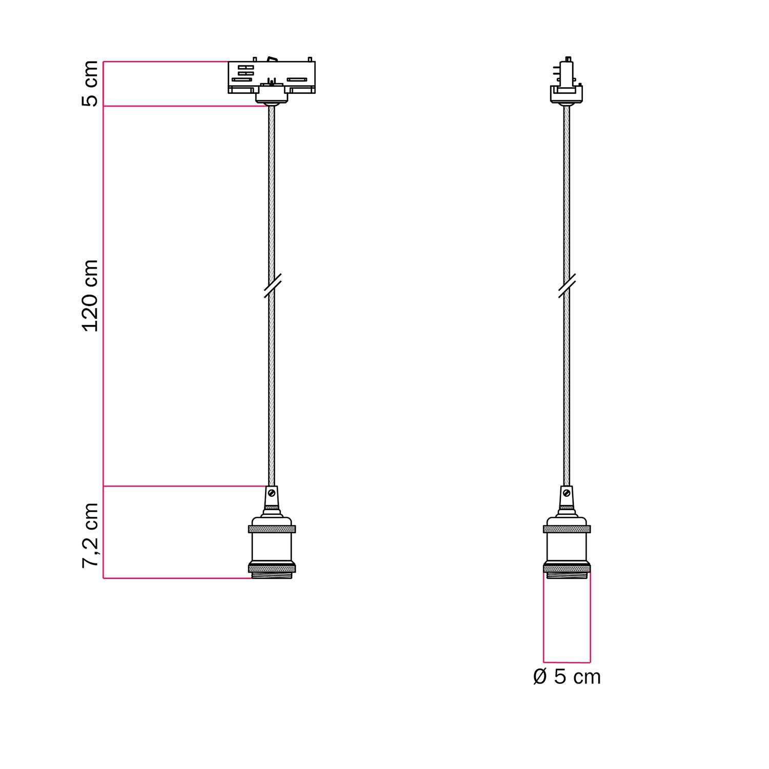 Vintage-Pendelleuchte mit geflochtenem Kabel