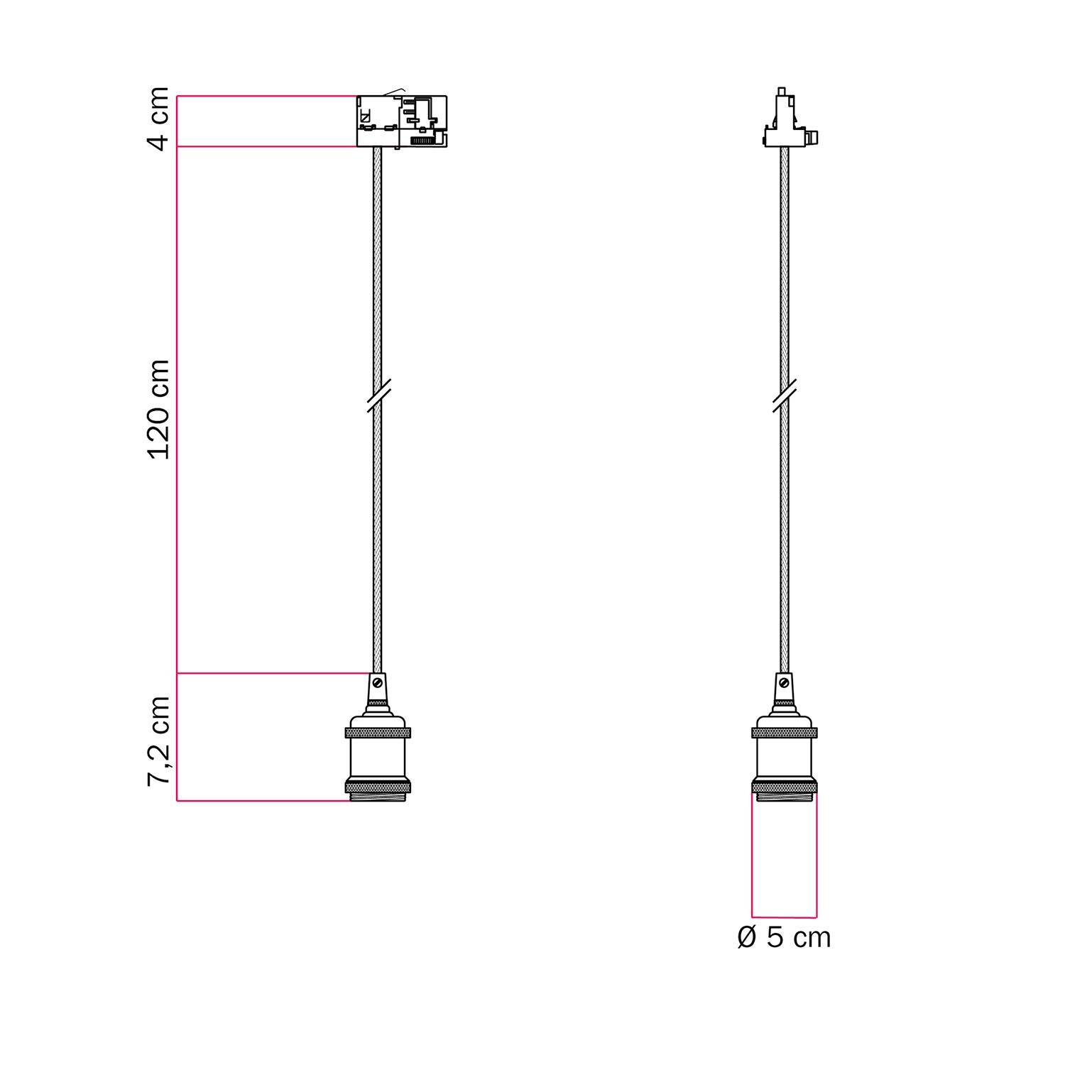 Vintage-Pendelleuchte mit geflochtenem Kabel