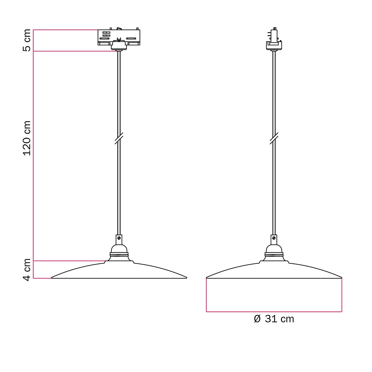 Lampada a sospensione con paralume in ceramica Piatto per binari