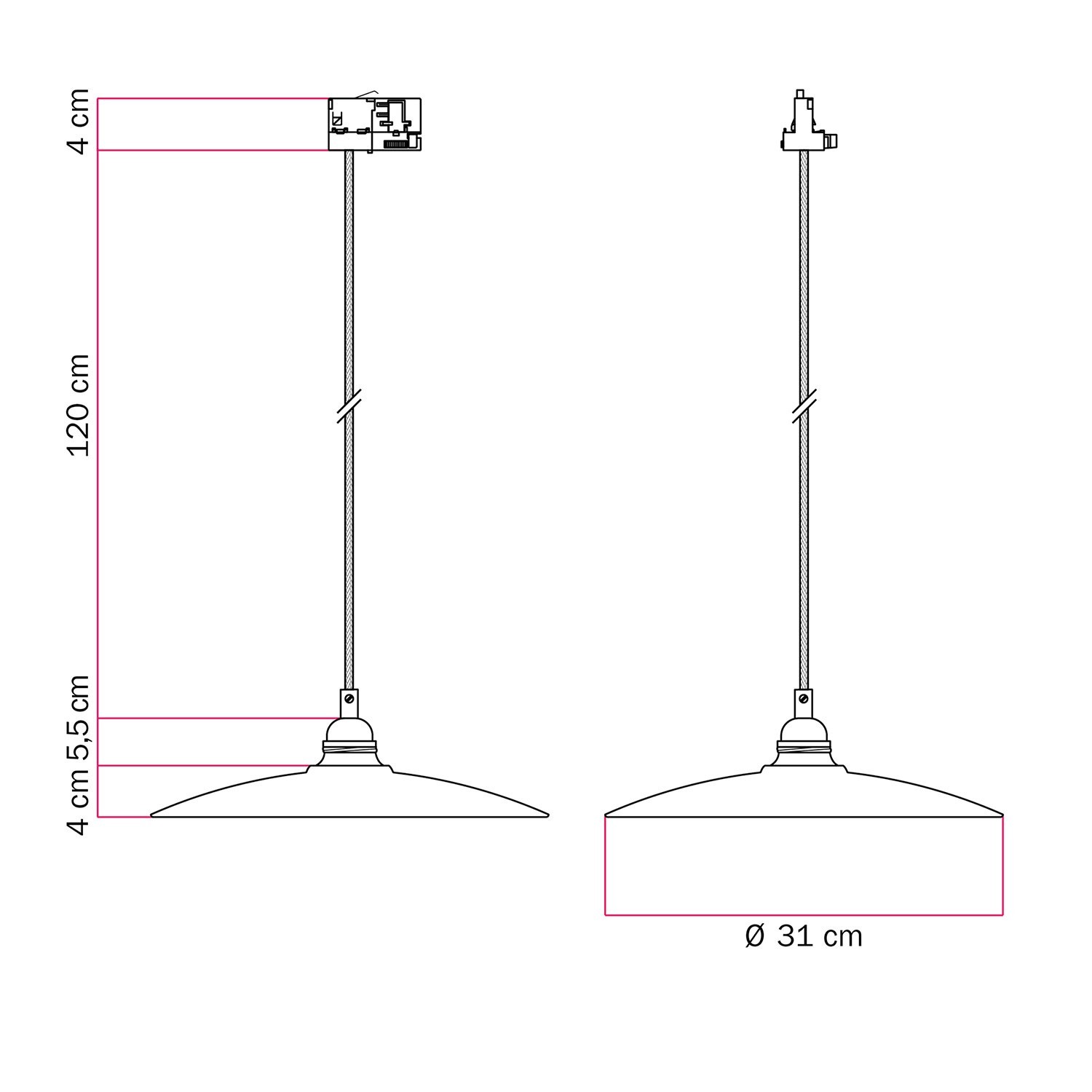 Lampada a sospensione con paralume in ceramica Piatto per binari