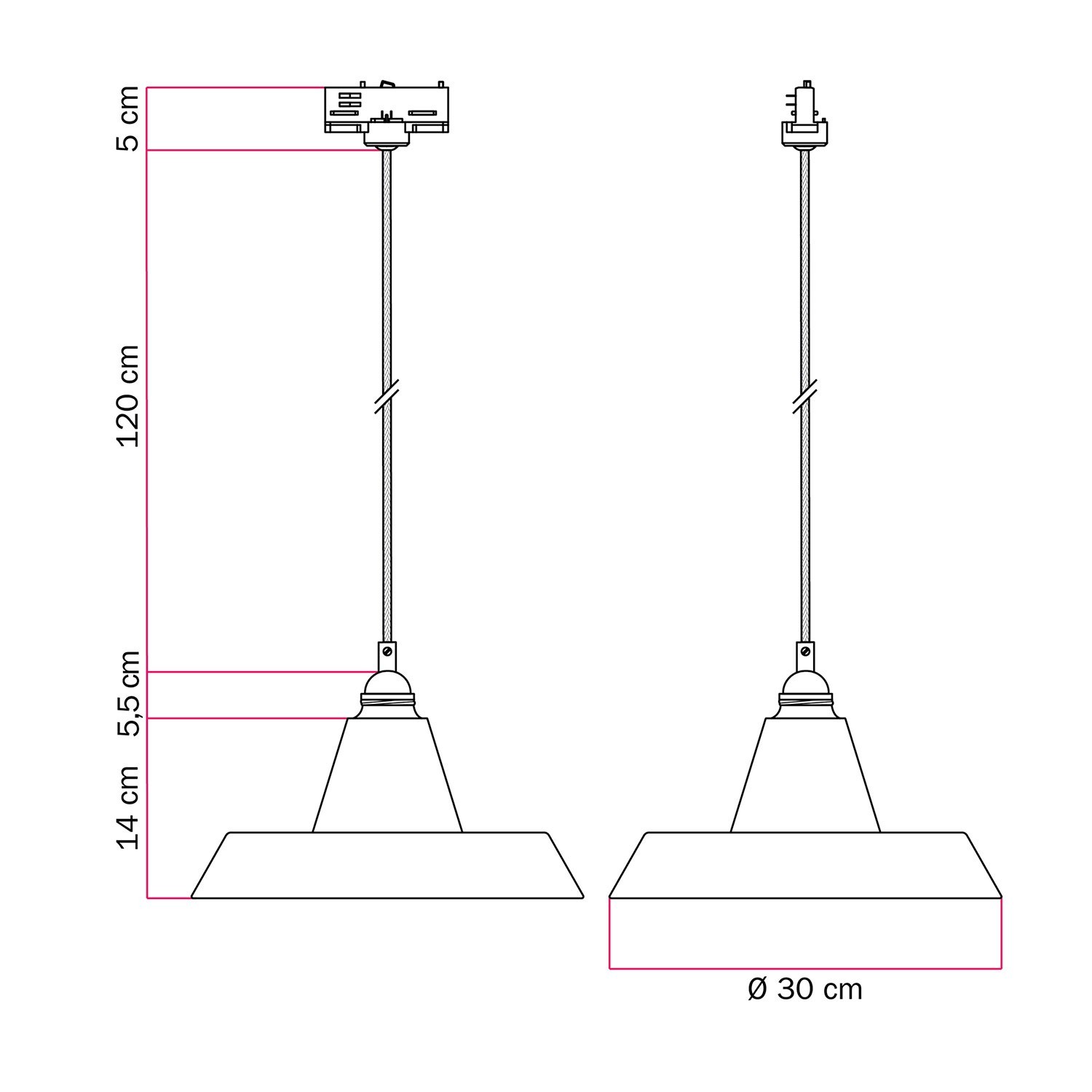 Lampada a sospensione con paralume in ceramica Industriale a binario