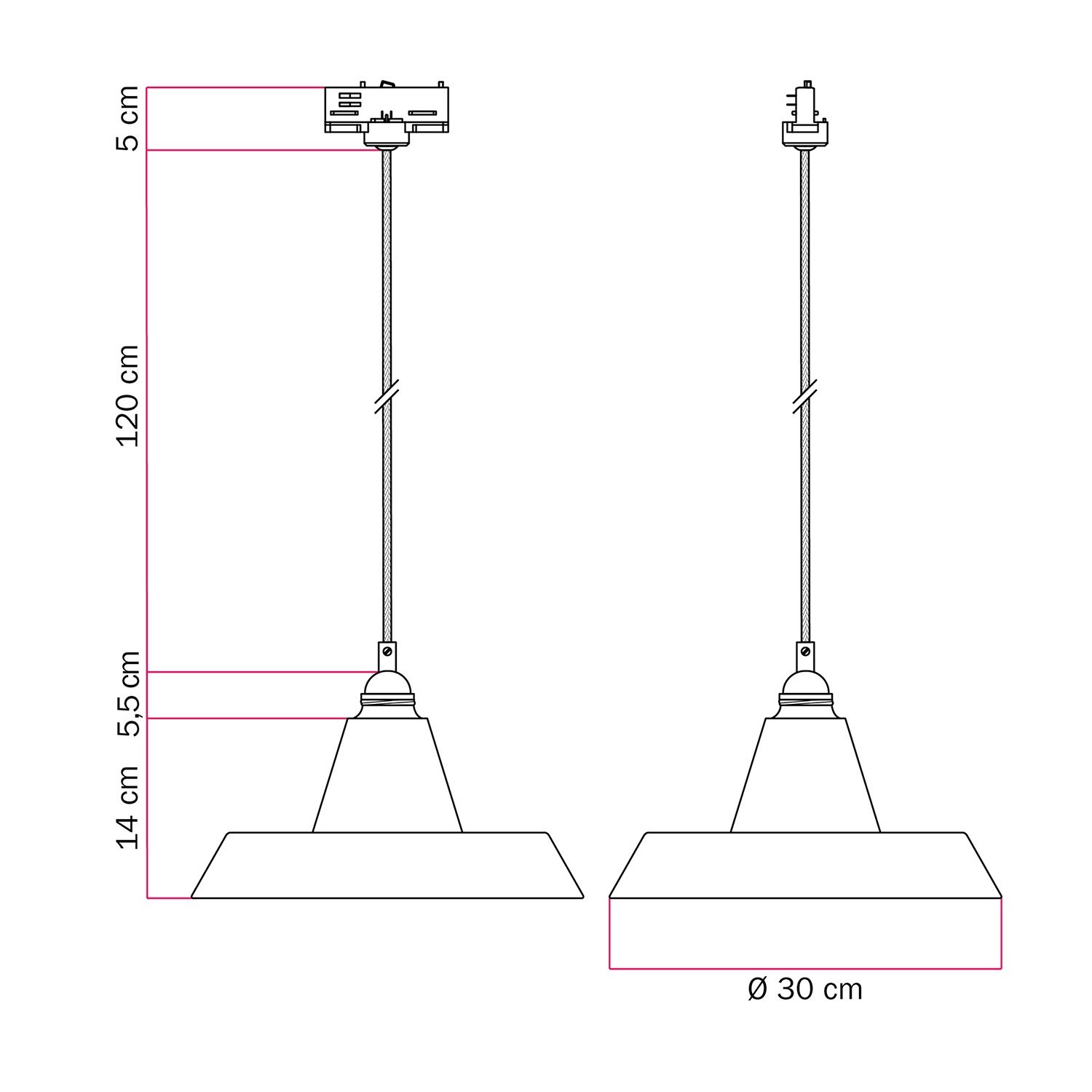 Lampada a sospensione con paralume in ceramica Industriale a binario