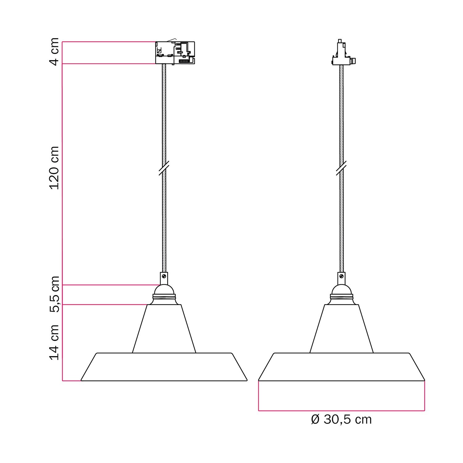 Lampada a sospensione con paralume in ceramica Industriale a binario