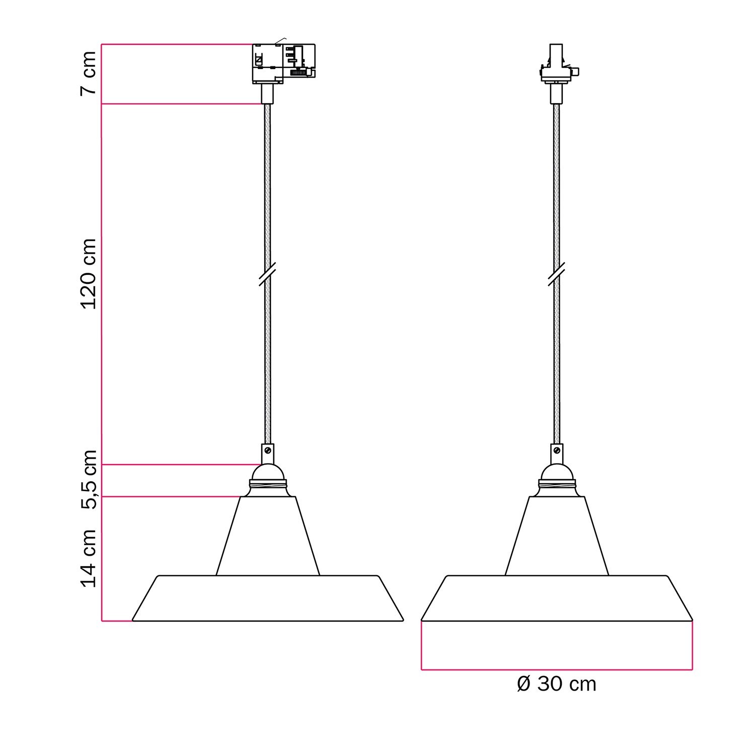 Lampada a sospensione con paralume in ceramica Industriale a binario