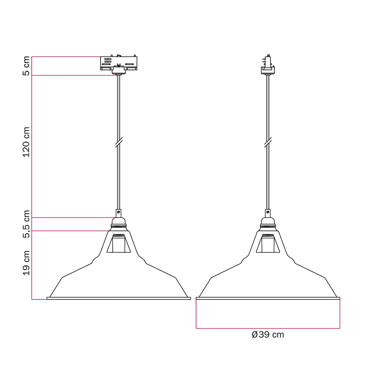 Lampada per binari con paralume Harbour