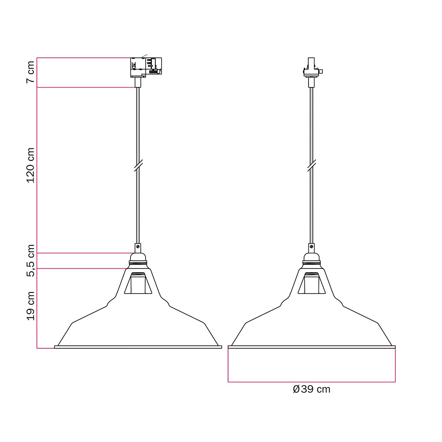 Lampada per binari con paralume Harbour