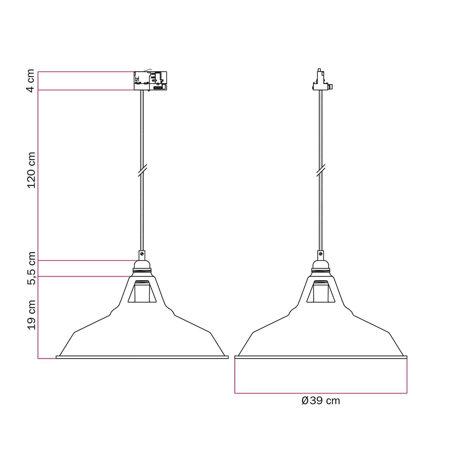 Suspension pour rail avec abat-jour Harbour