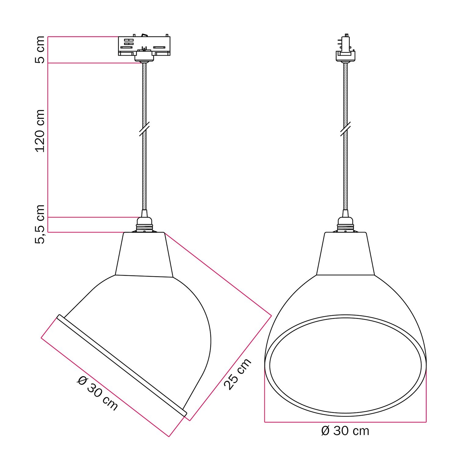 Suspension pour rail avec abat-jour Broadway