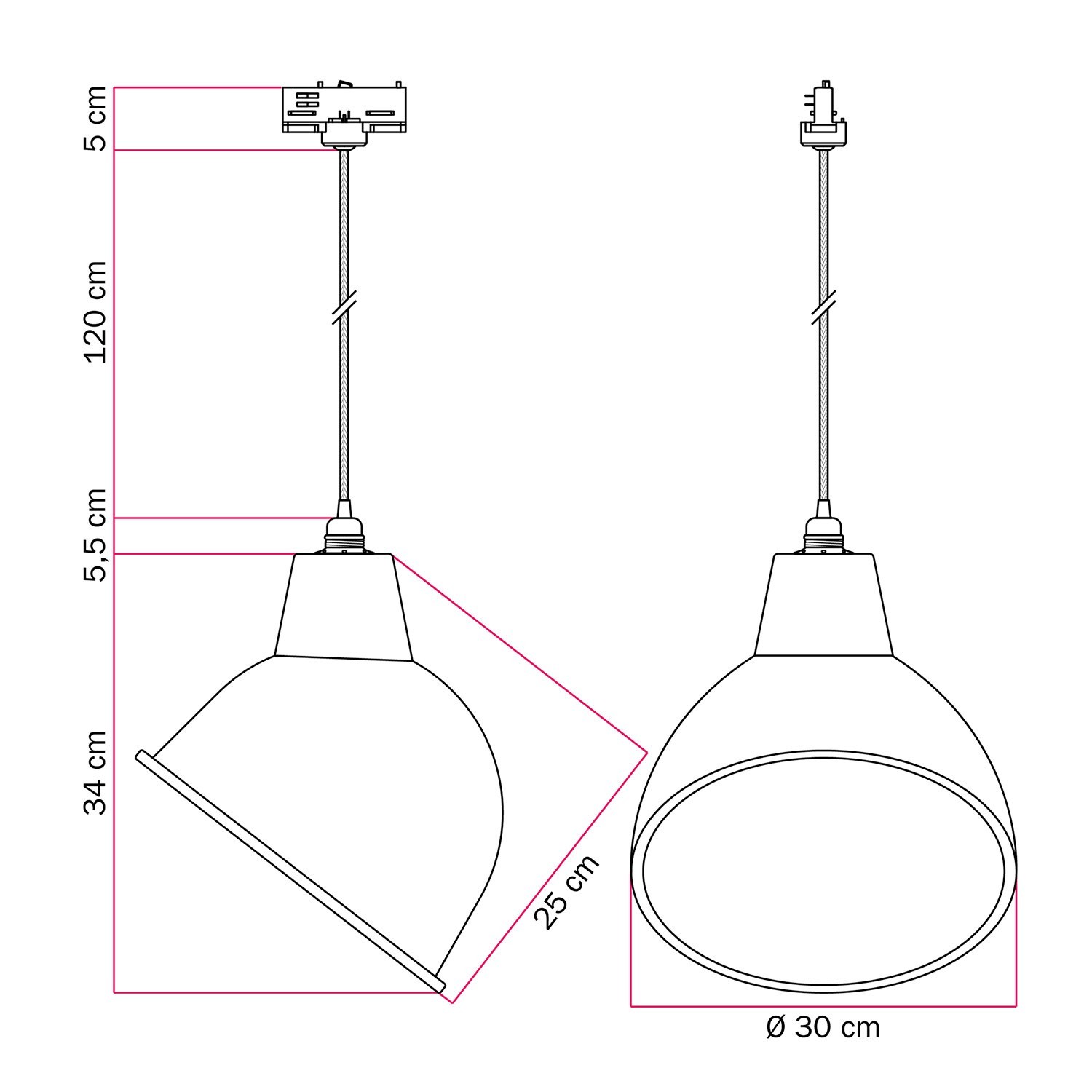 Suspension pour rail avec abat-jour Broadway