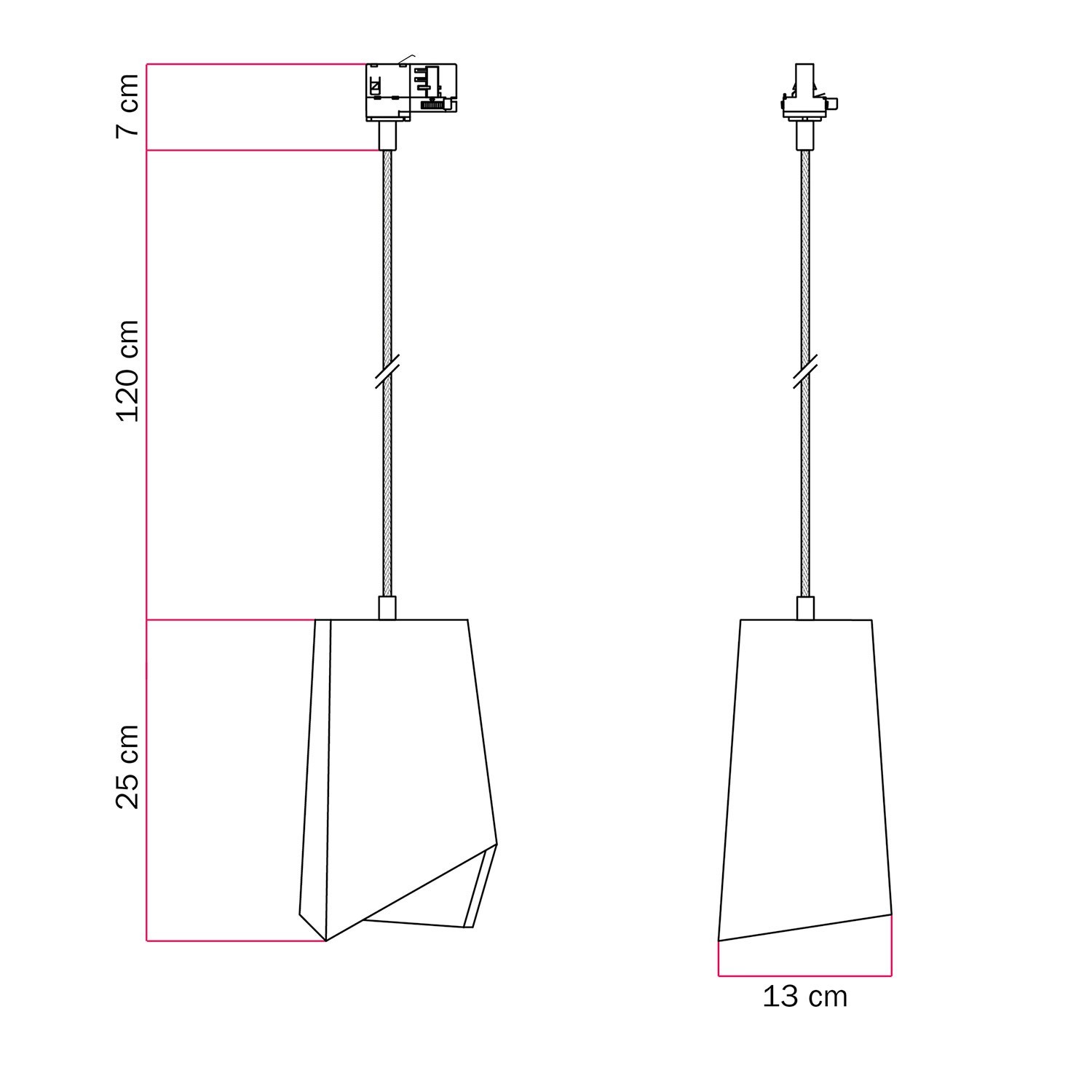 Prisma Betonschienenpendel mit Lampenschirm