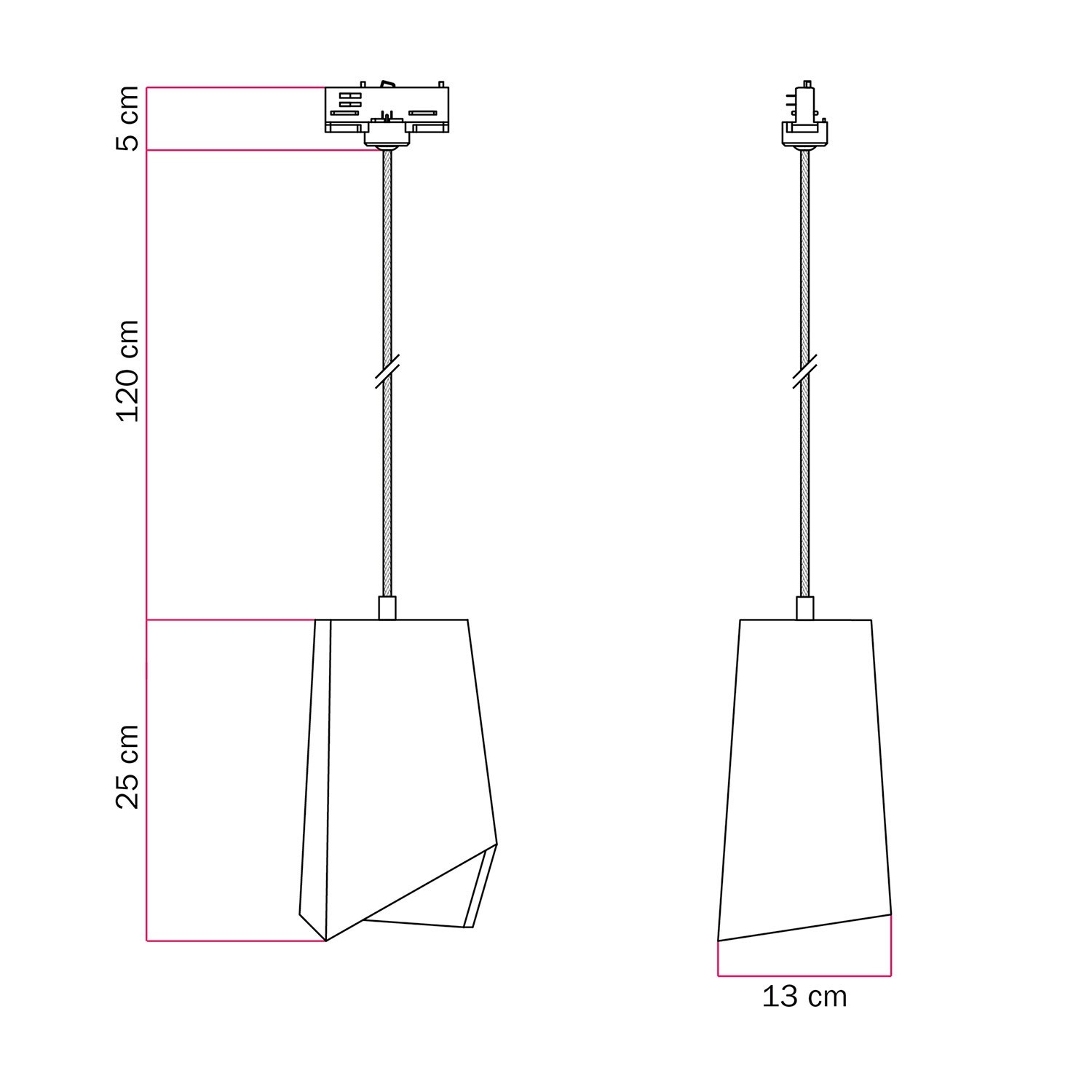 Prisma Betonschienenpendel mit Lampenschirm