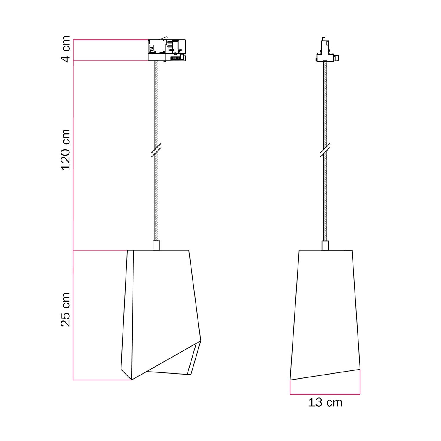 Prisma Betonschienenpendel mit Lampenschirm