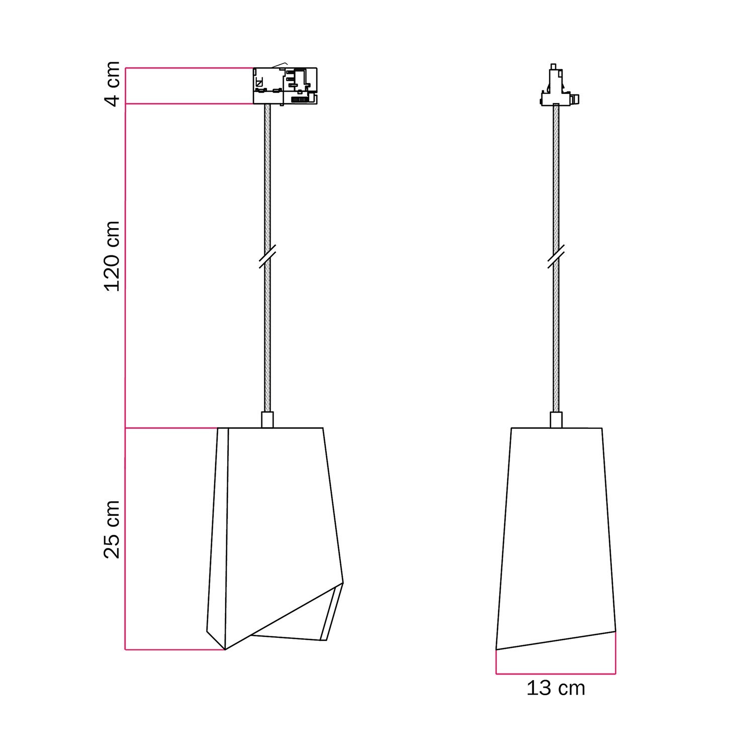 Prisma Betonschienenpendel mit Lampenschirm