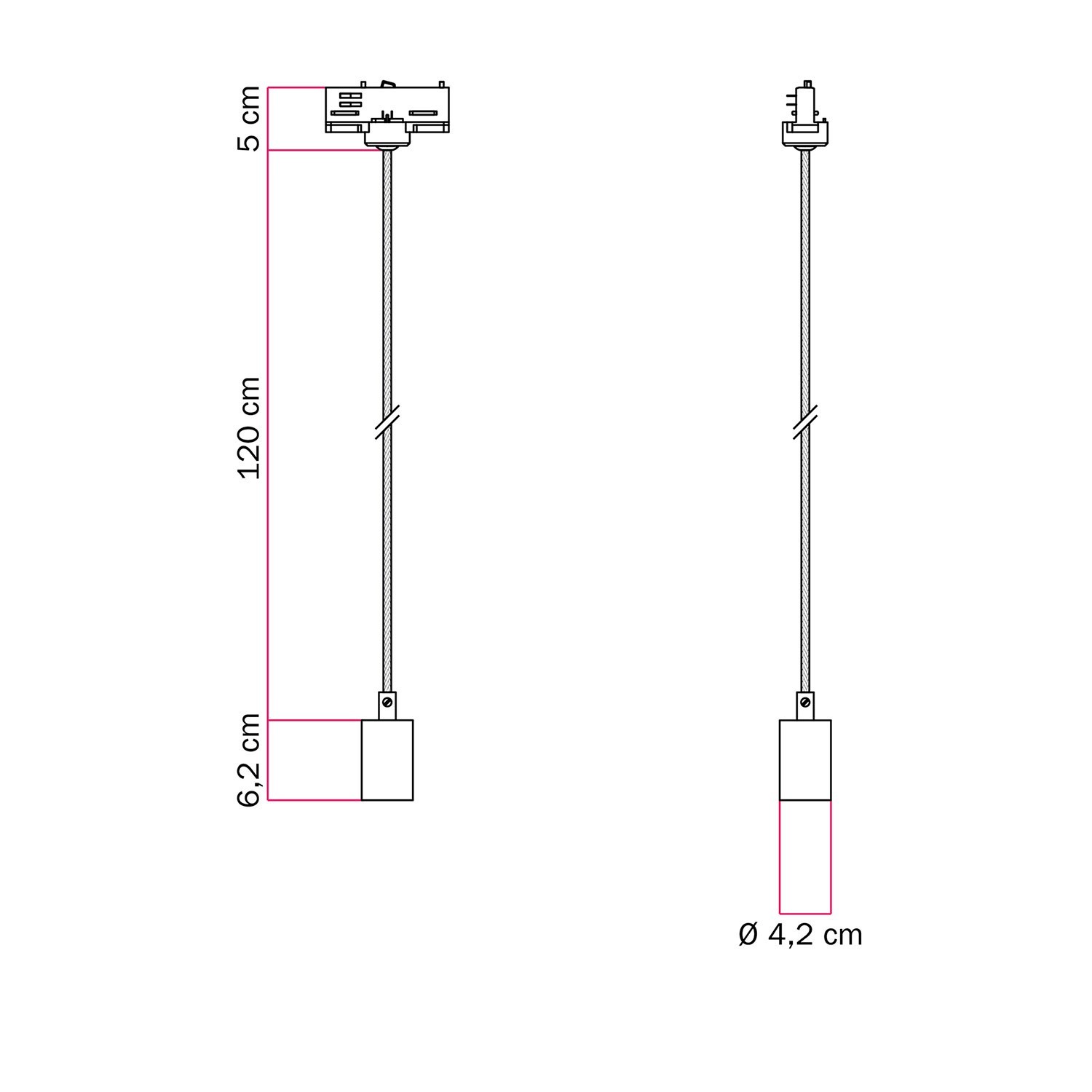 Suspension pour rail en métal avec finition contrastée