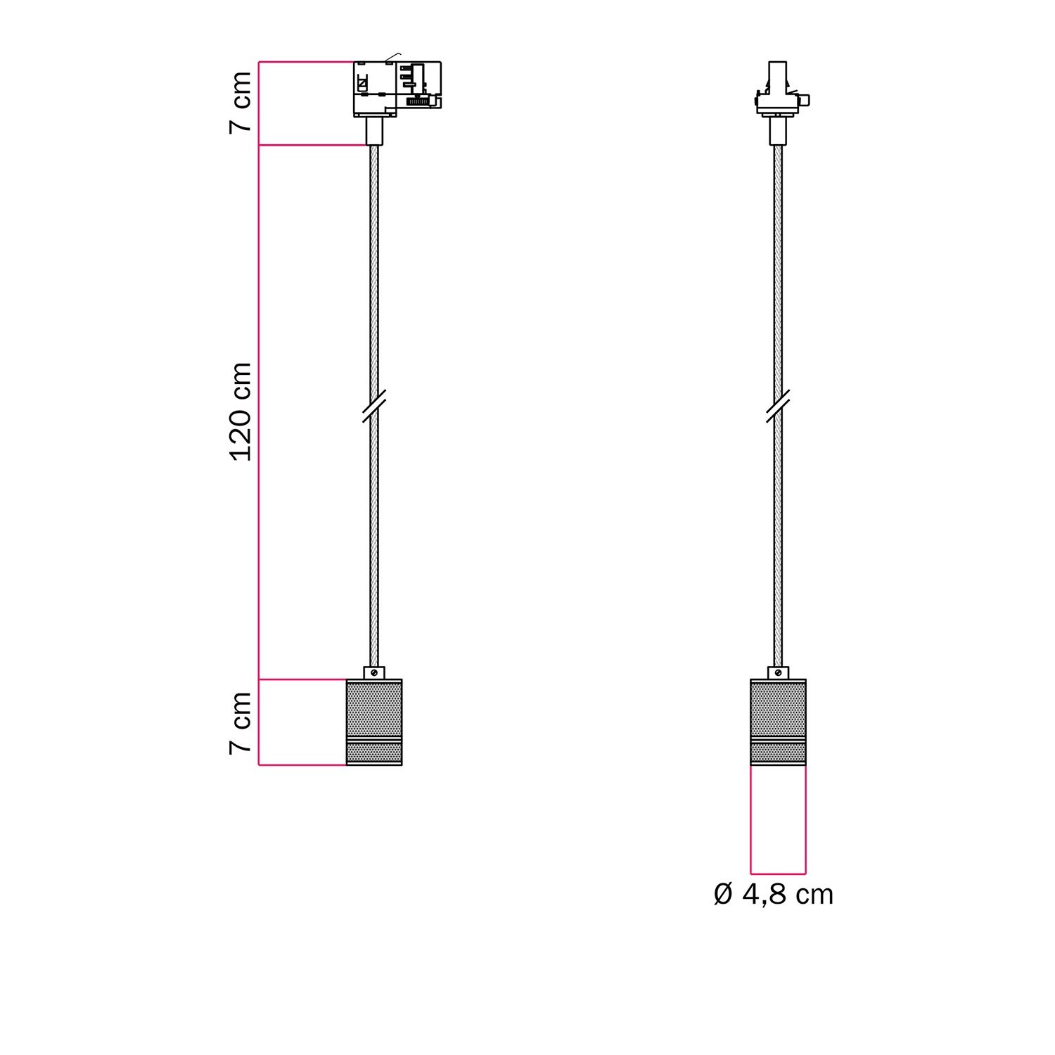 Suspension avec douille en aluminium moleté pour rails