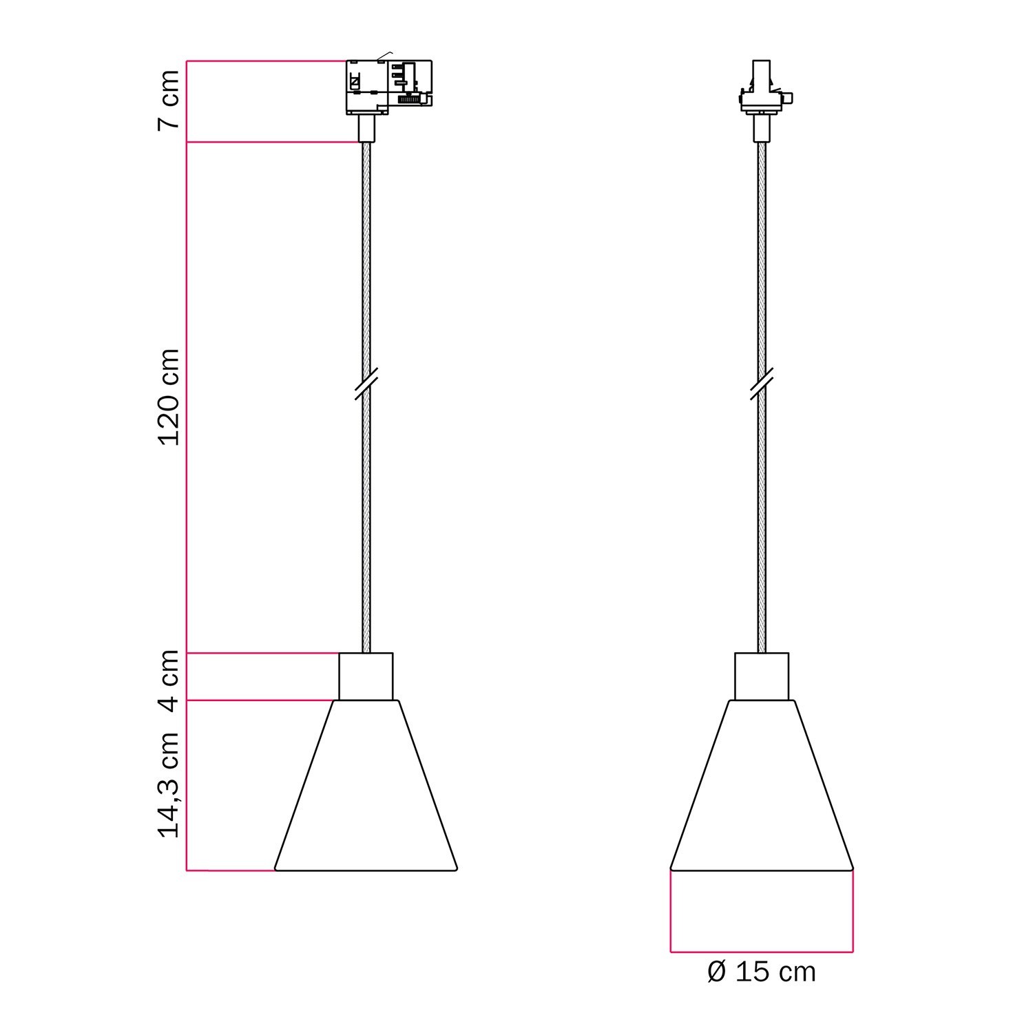 Hängelampe mit konischem Holzschirm