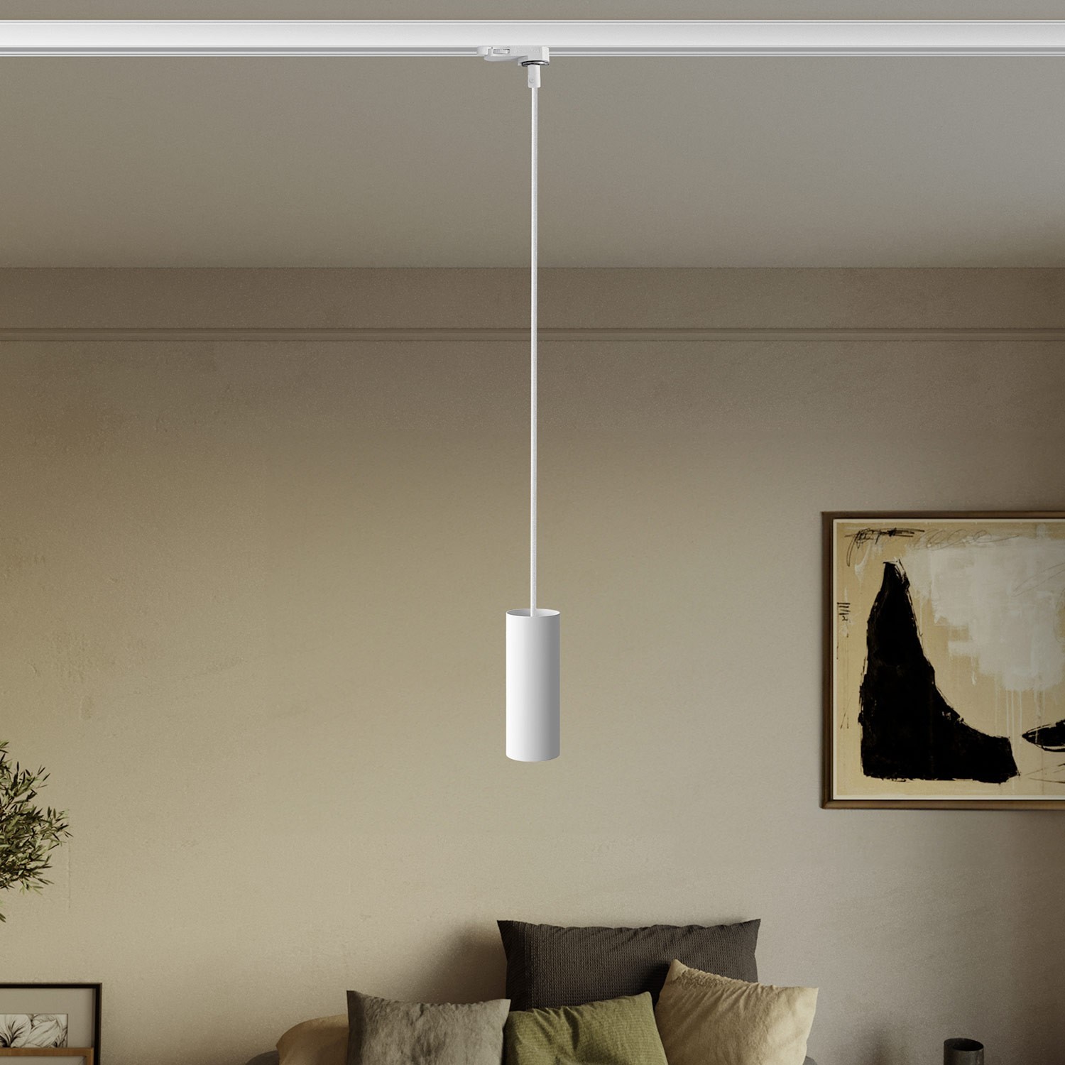 Lampada a sospensione con paralume Tub-E14 per binari