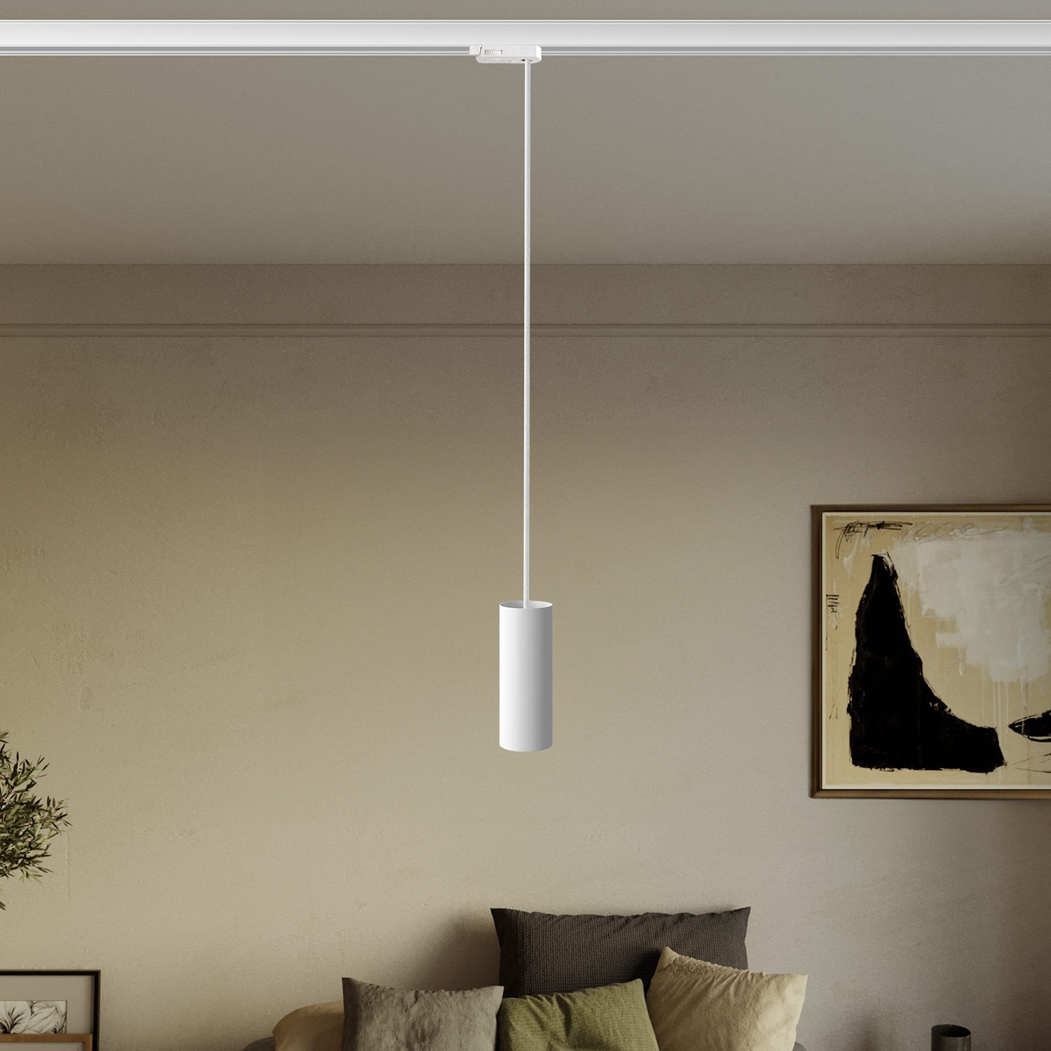 Lampada a sospensione con paralume Tub-E14 per binari