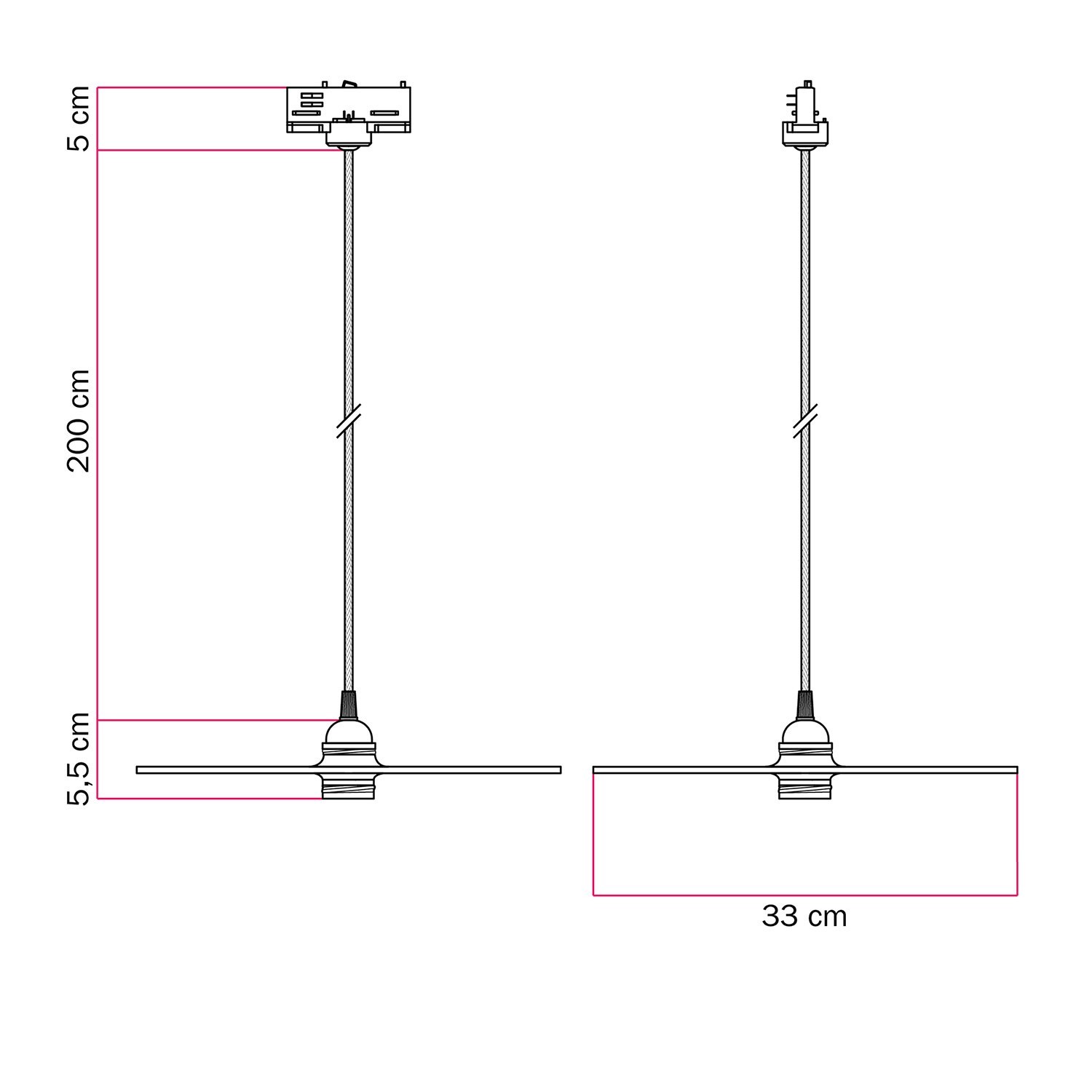 Lampada a sospensione per binari con paralume in legno UFO double-face