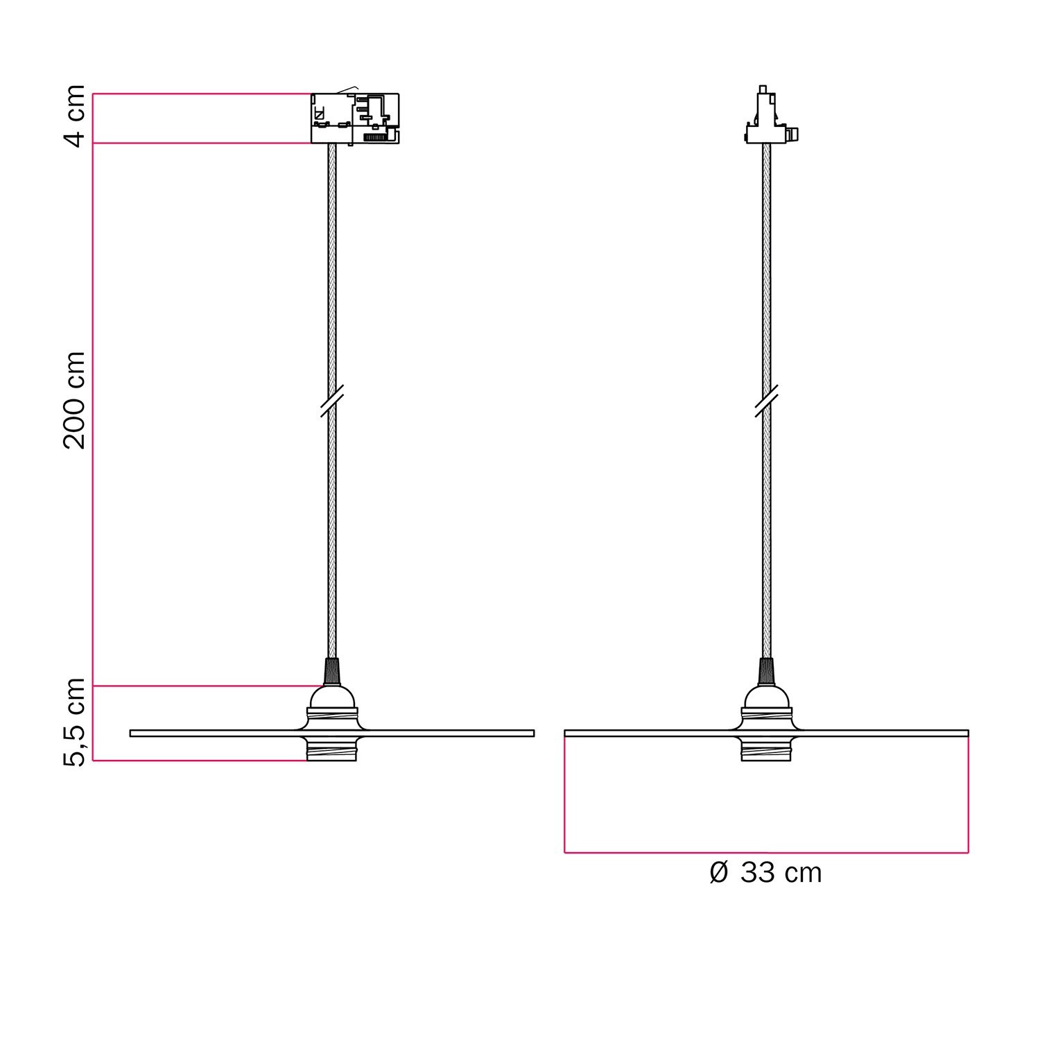 Lampada a sospensione per binari con paralume in legno UFO double-face