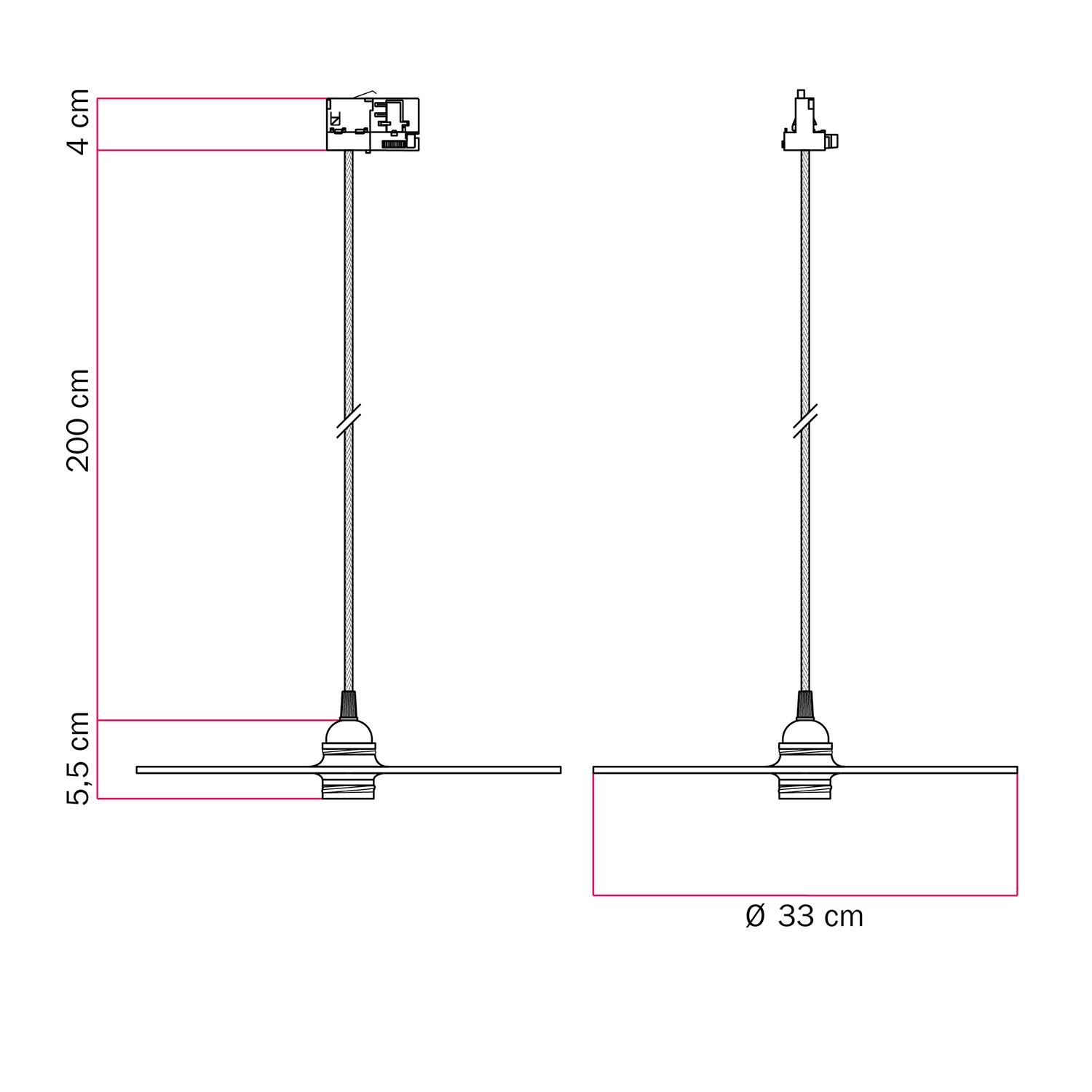 Lampada a sospensione per binari con paralume in legno UFO double-face